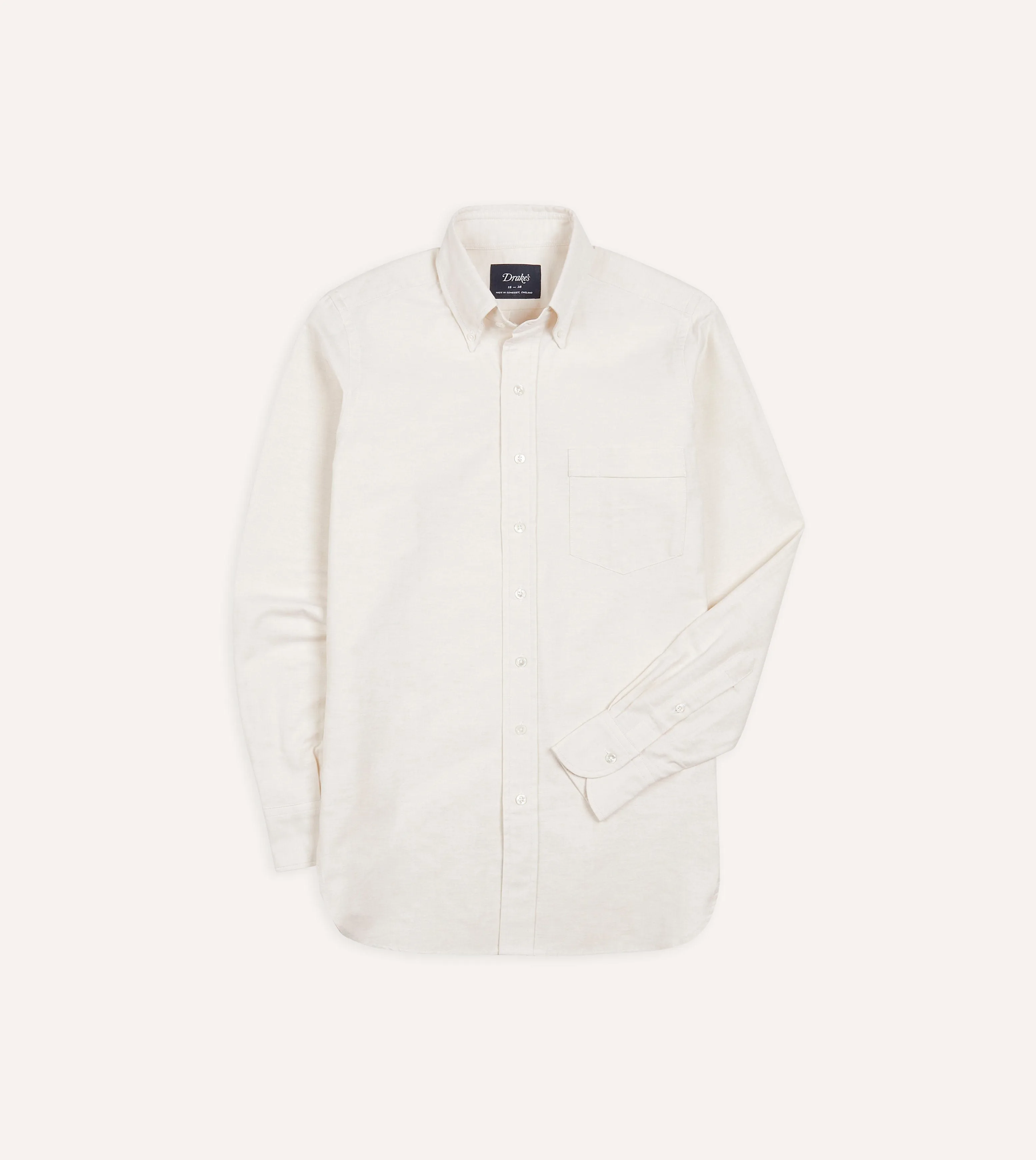 Cream Cotton Oxford Cloth Button-Down Shirt sold by Drake's London