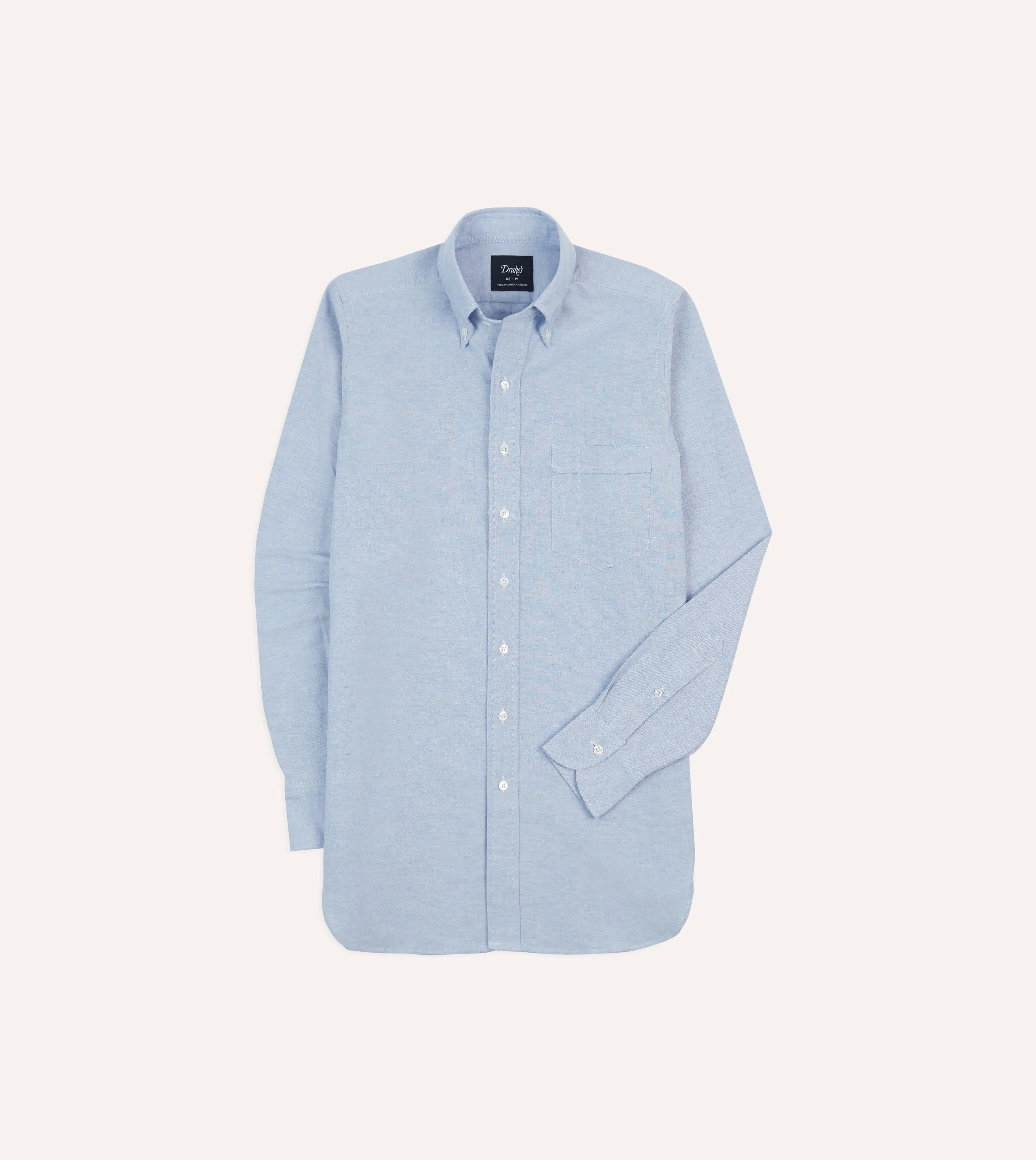 Ice Blue Cotton Oxford Cloth Button-Down Shirt sold by Drake's London