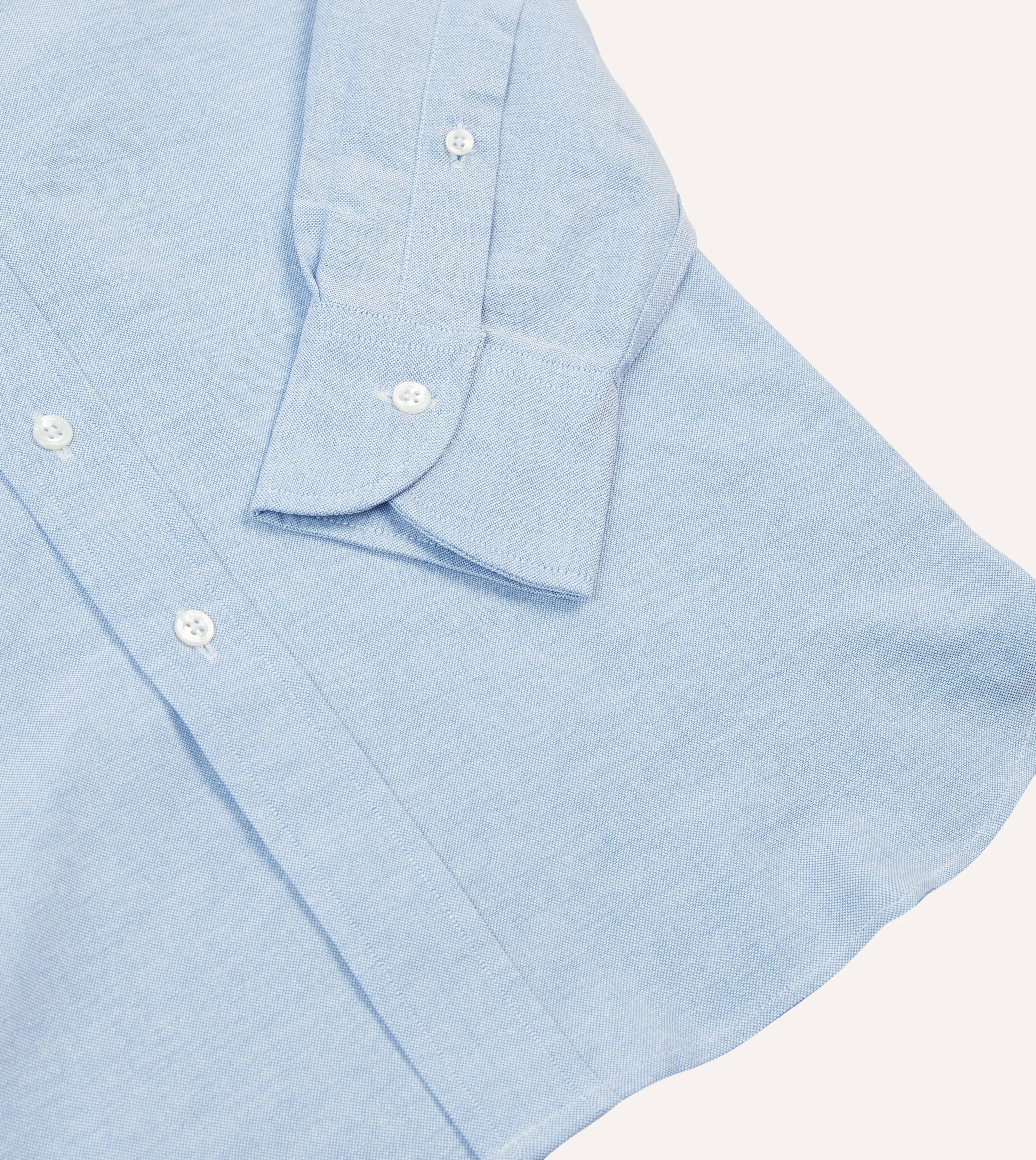 Ice Blue Cotton Oxford Cloth Button-Down Shirt sold by Drake's London product image thumbnail 5