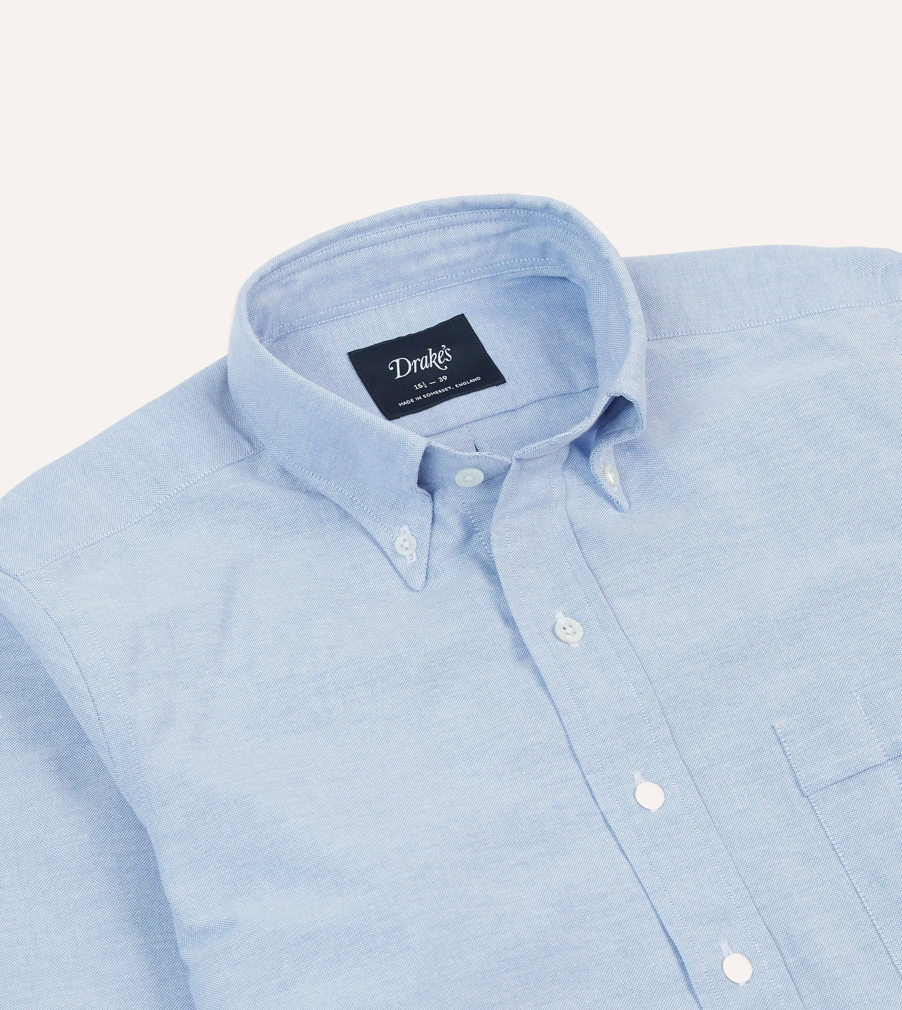 Ice Blue Cotton Oxford Cloth Button-Down Shirt sold by Drake's London product image thumbnail 3
