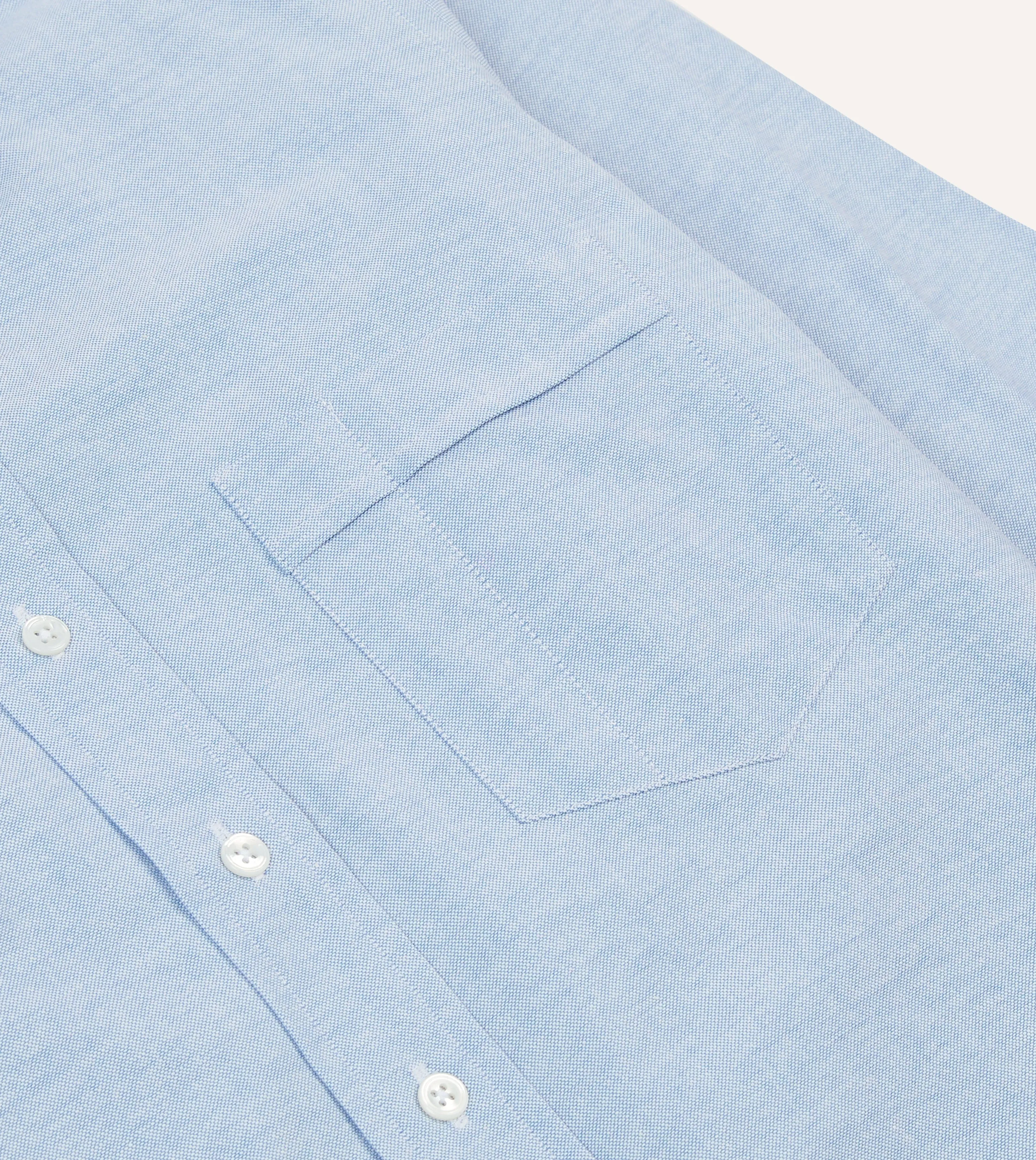 Ice Blue Cotton Oxford Cloth Button-Down Shirt sold by Drake's London product image thumbnail 4