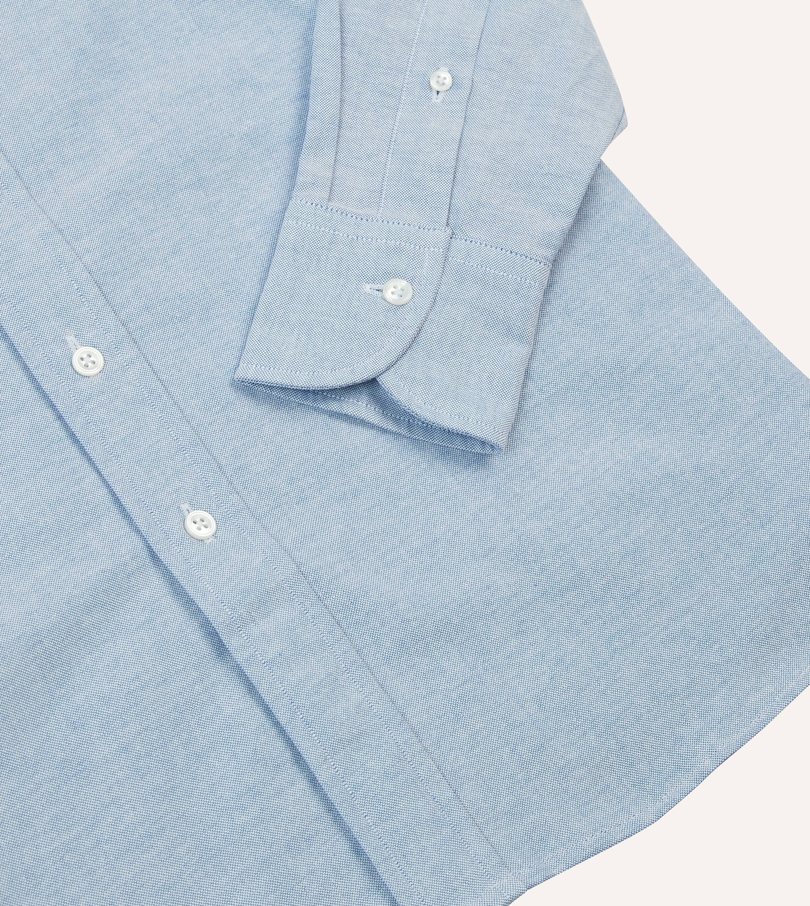 Mid-Blue Cotton Oxford Cloth Button-Down Shirt sold by Drake's London product image thumbnail 5