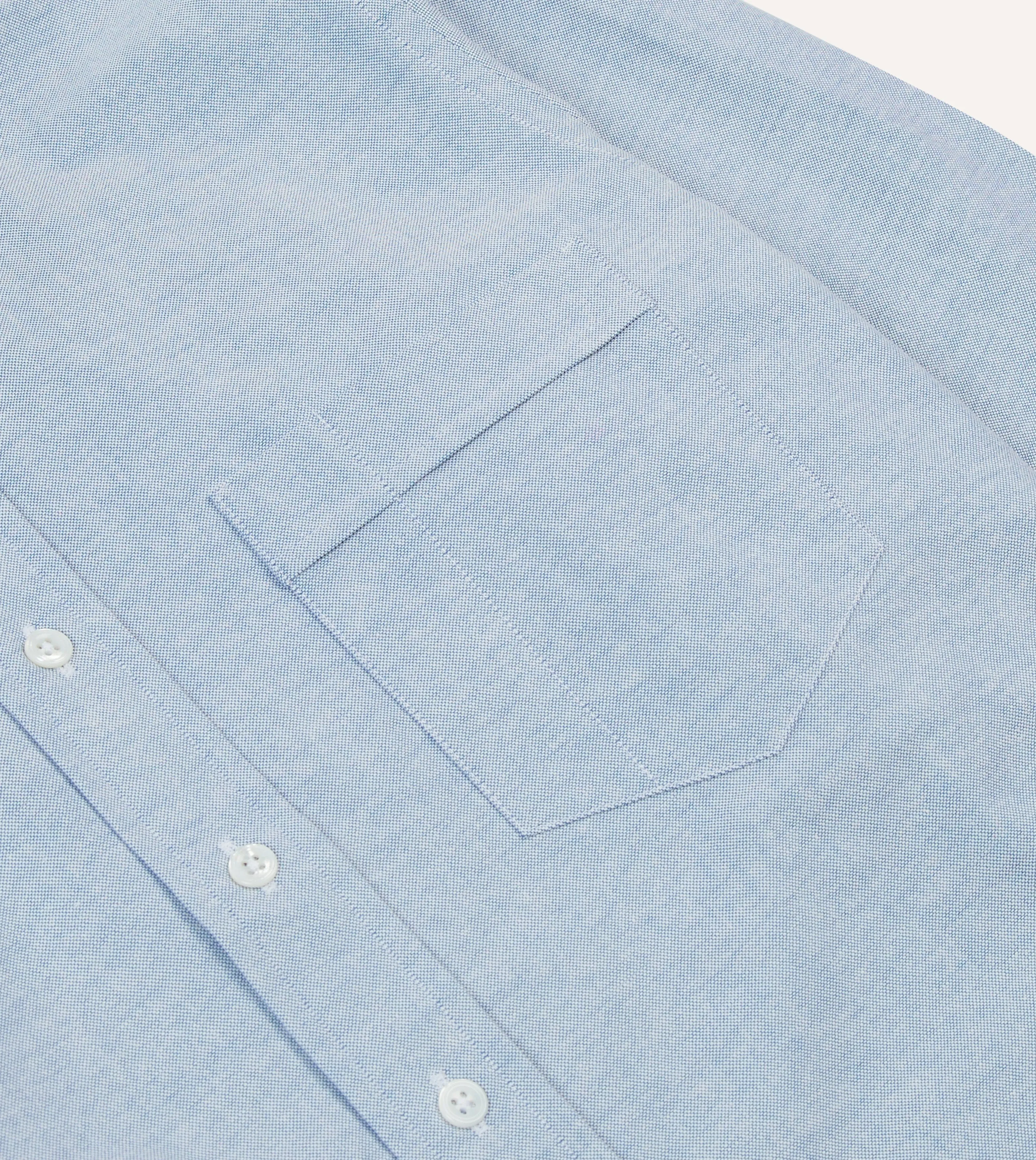 Mid-Blue Cotton Oxford Cloth Button-Down Shirt sold by Drake's London product image thumbnail 4