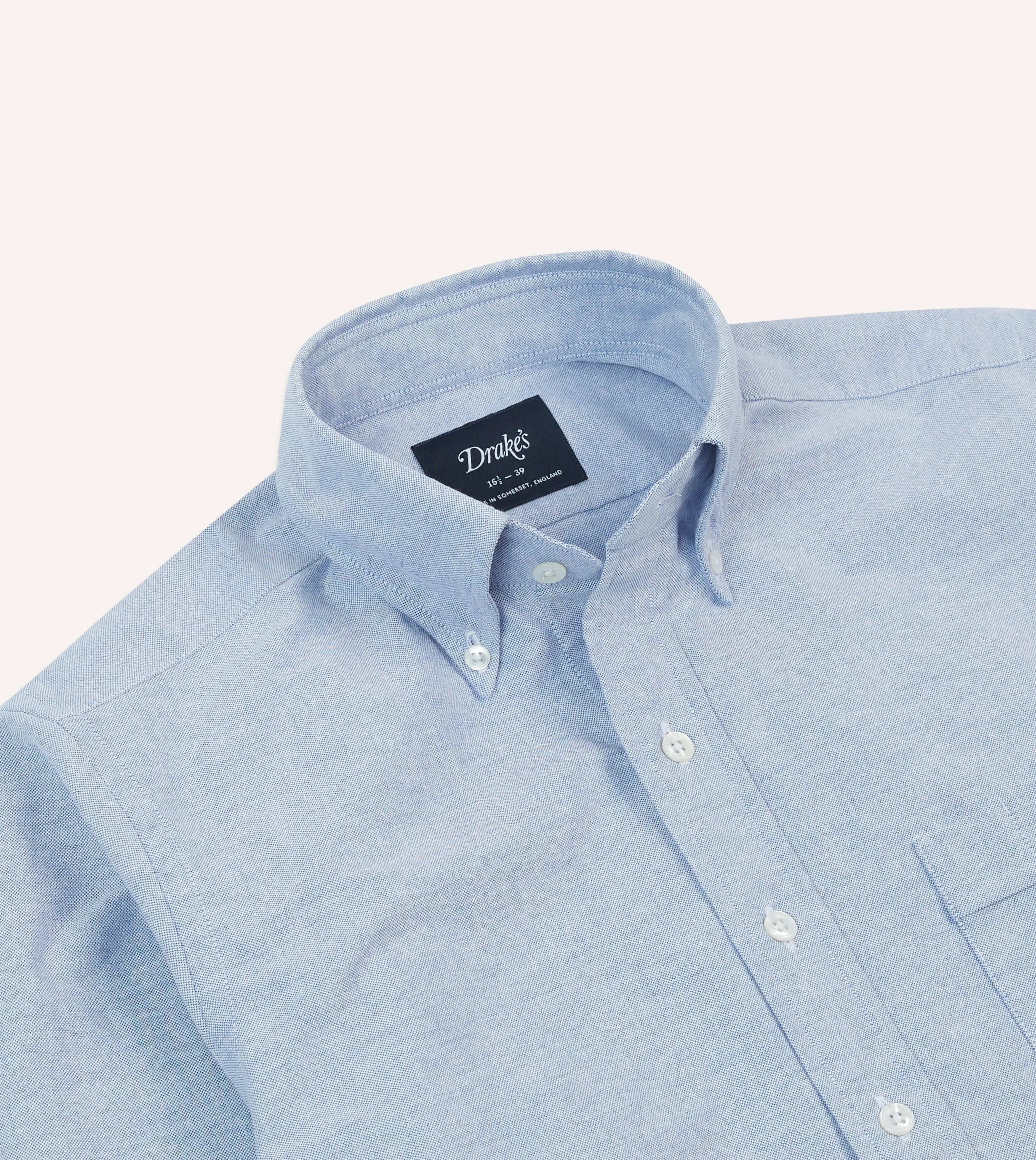 Mid-Blue Cotton Oxford Cloth Button-Down Shirt sold by Drake's London product image thumbnail 3