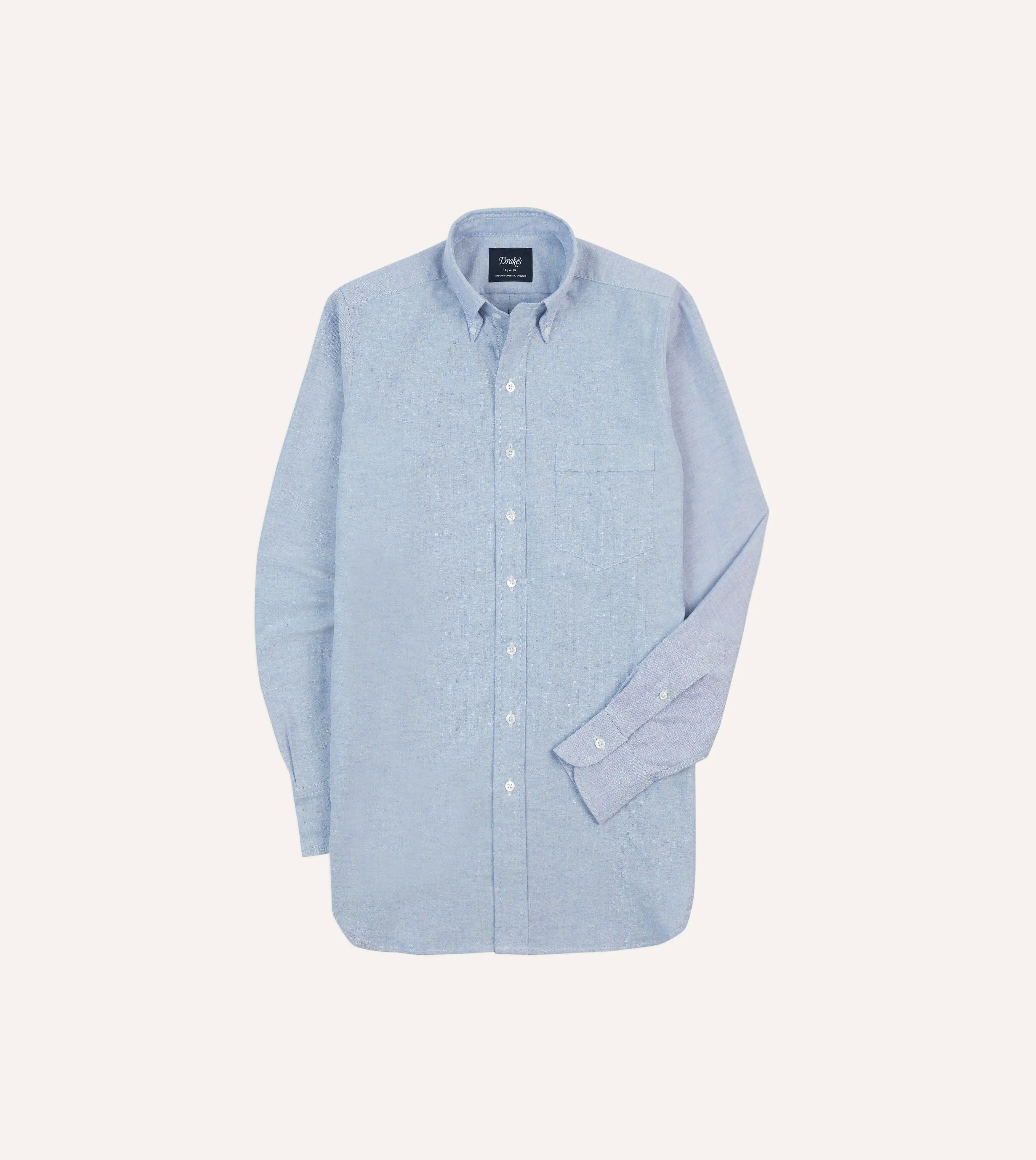 Mid-Blue Cotton Oxford Cloth Button-Down Shirt sold by Drake's London