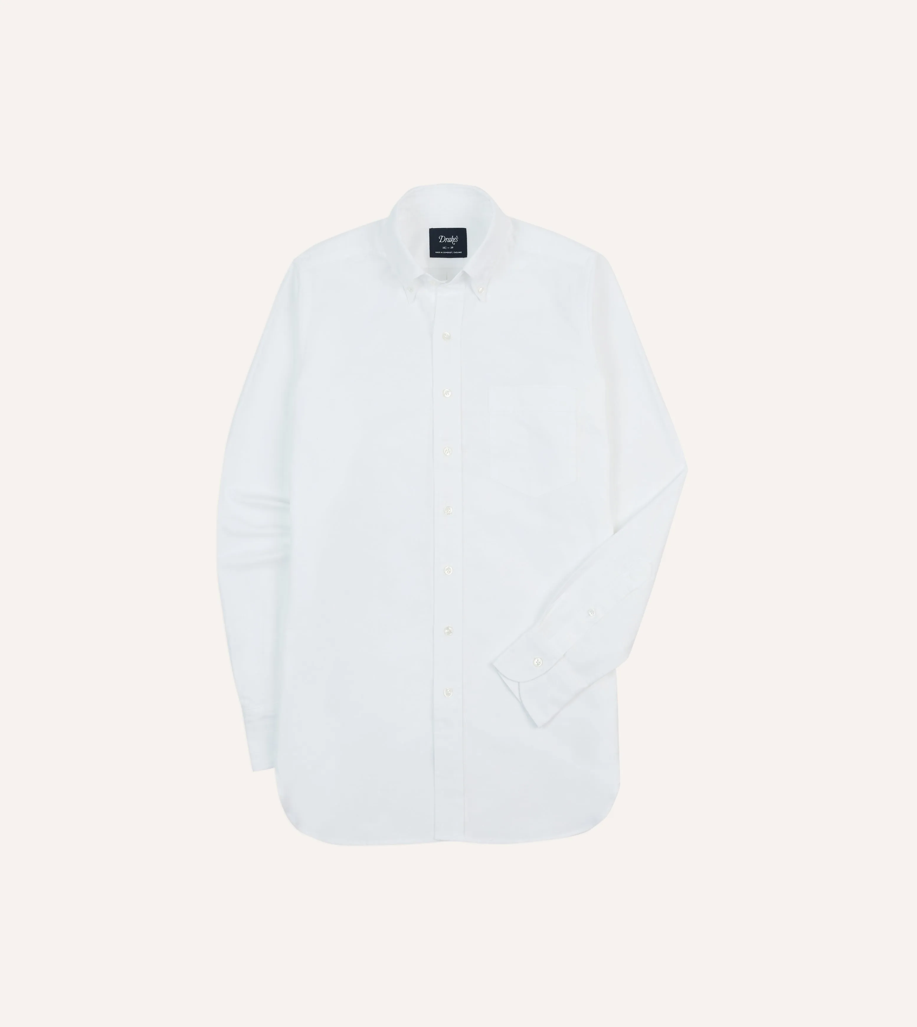 White Oxford Cotton Cloth Button-Down Shirt sold by Drake's London