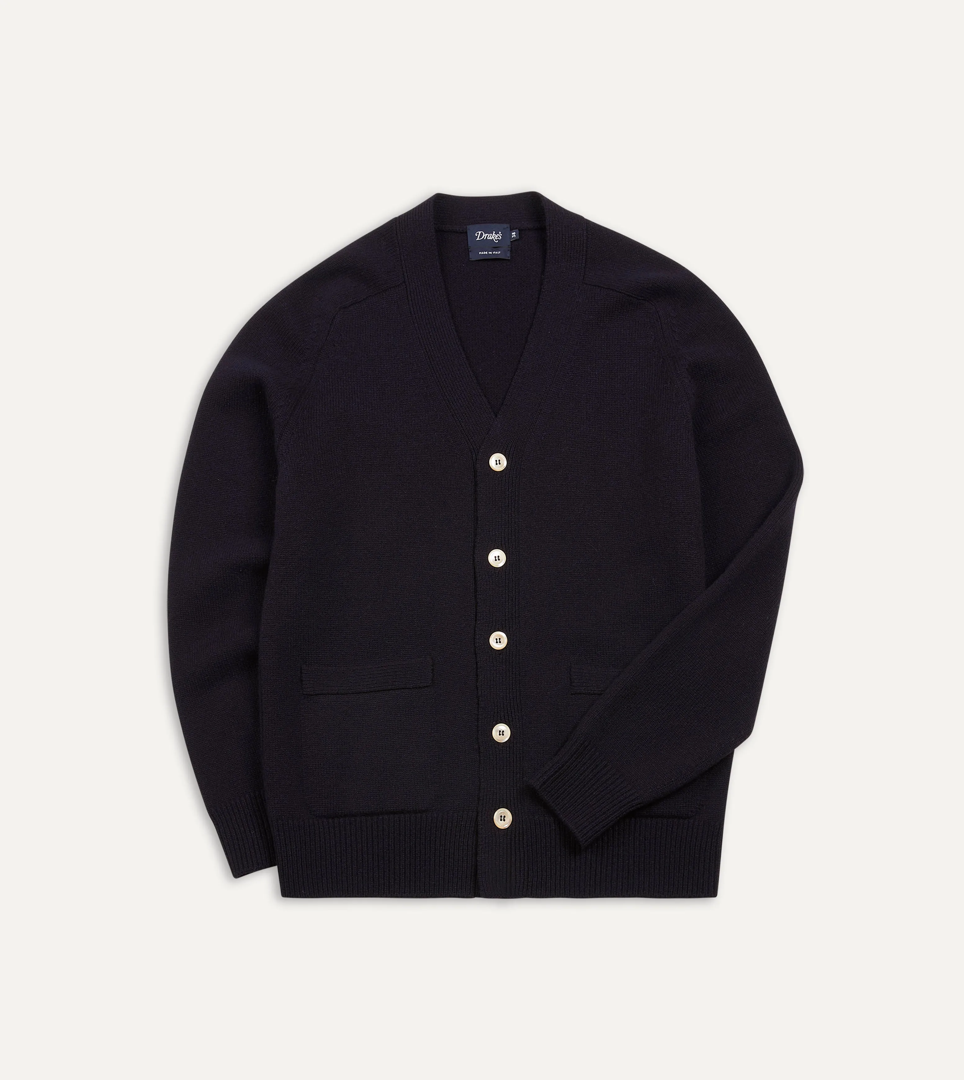 Navy Lambswool 6 Button Cardigan sold by Drake's London