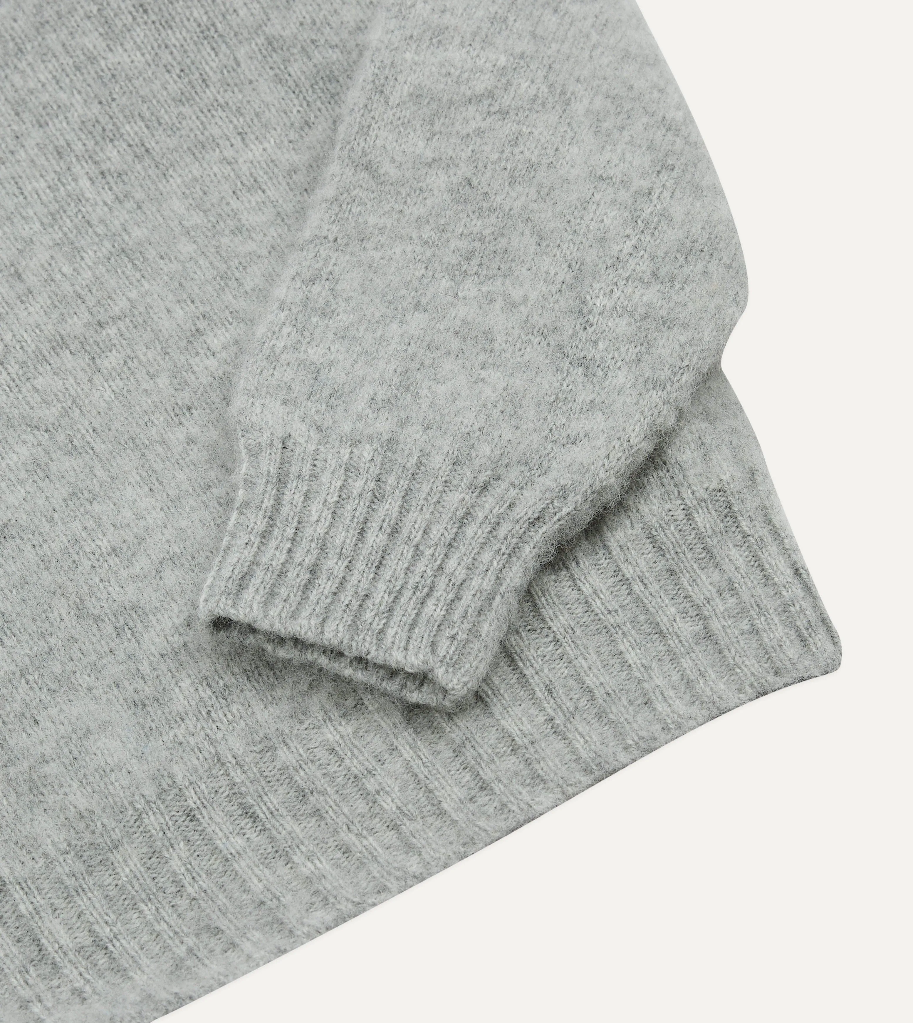 Light Grey Brushed Shetland Crew Neck Jumper sold by Drake's London product image thumbnail 4