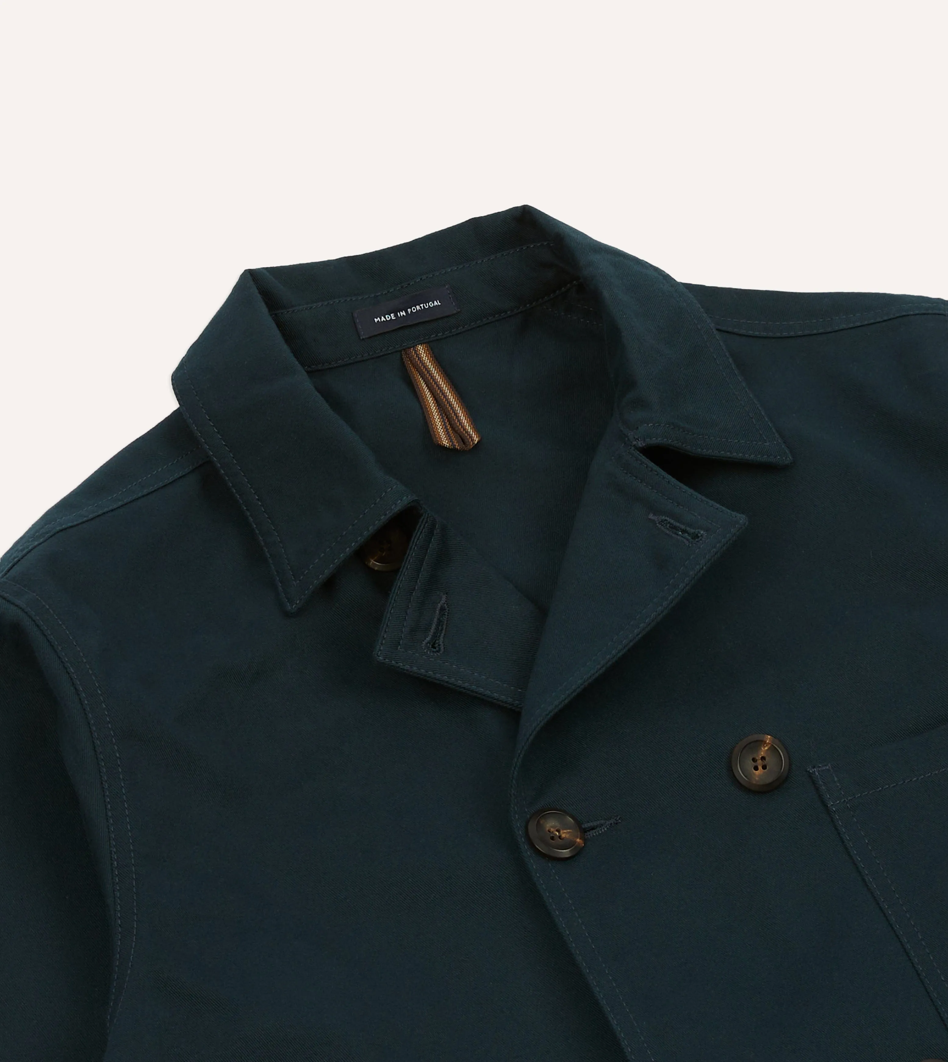 Navy Cotton Double-Breasted Chore Coat sold by Drake's London product image thumbnail 3