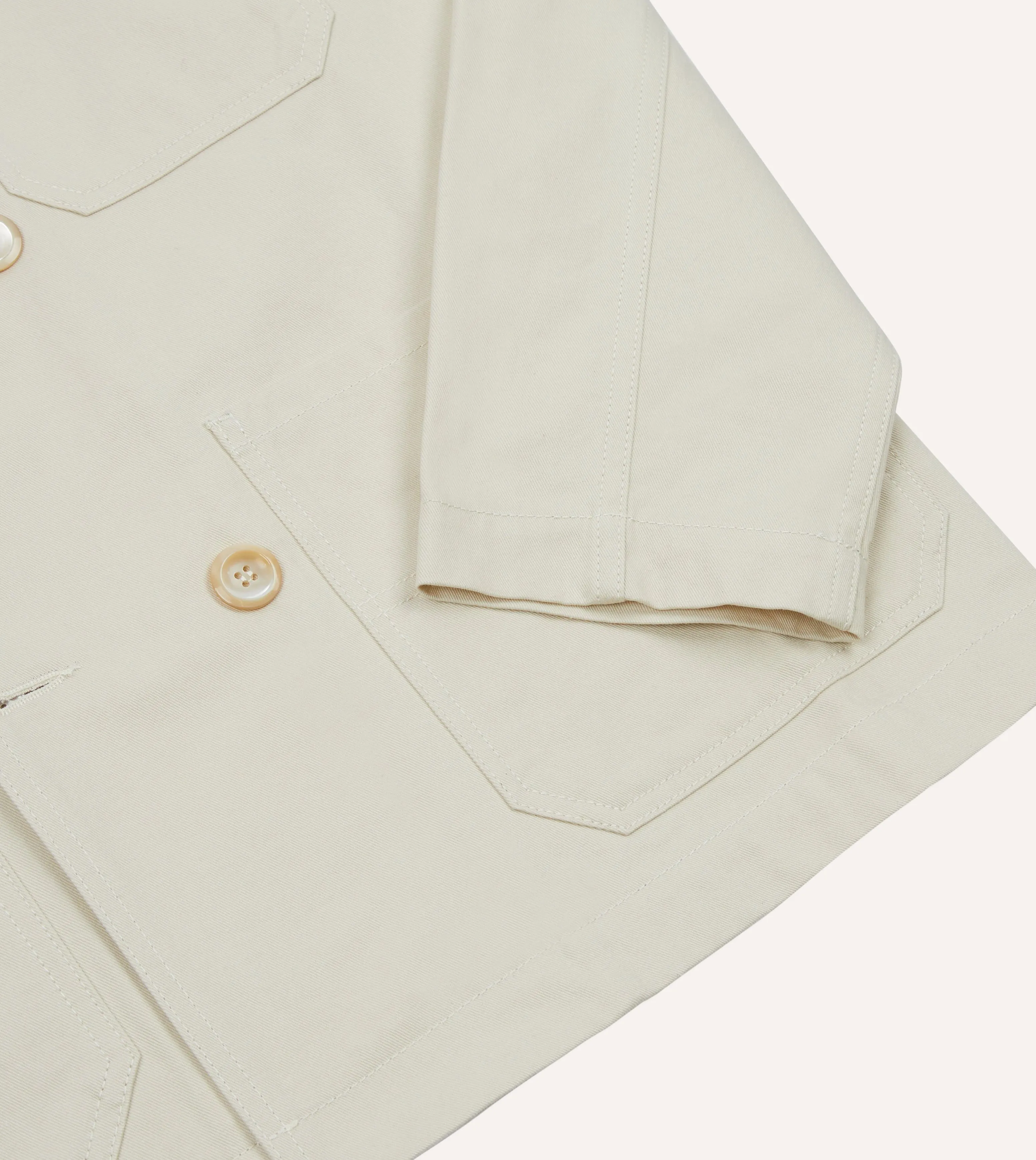 Ecru Cotton Double-Breasted Chore Coat sold by Drake's London product image thumbnail 5