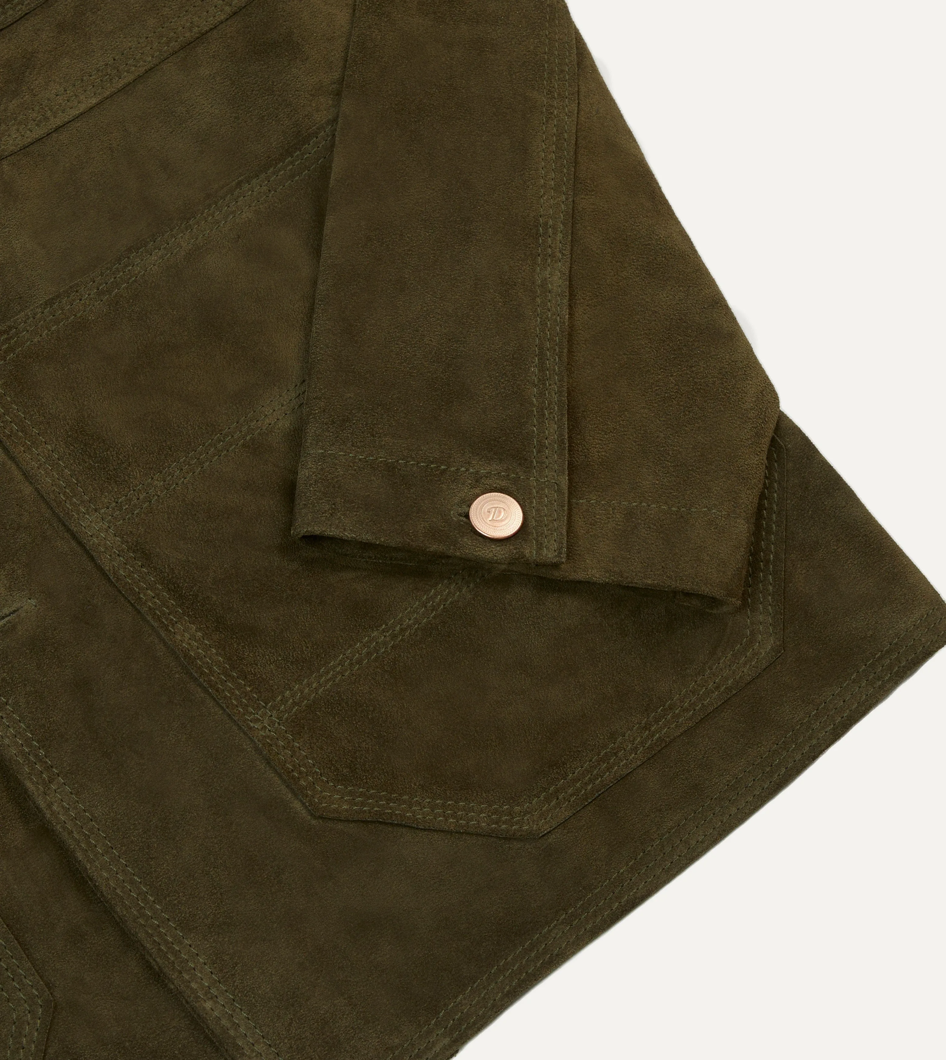 Olive Suede Welder Jacket sold by Drake's London product image thumbnail 5