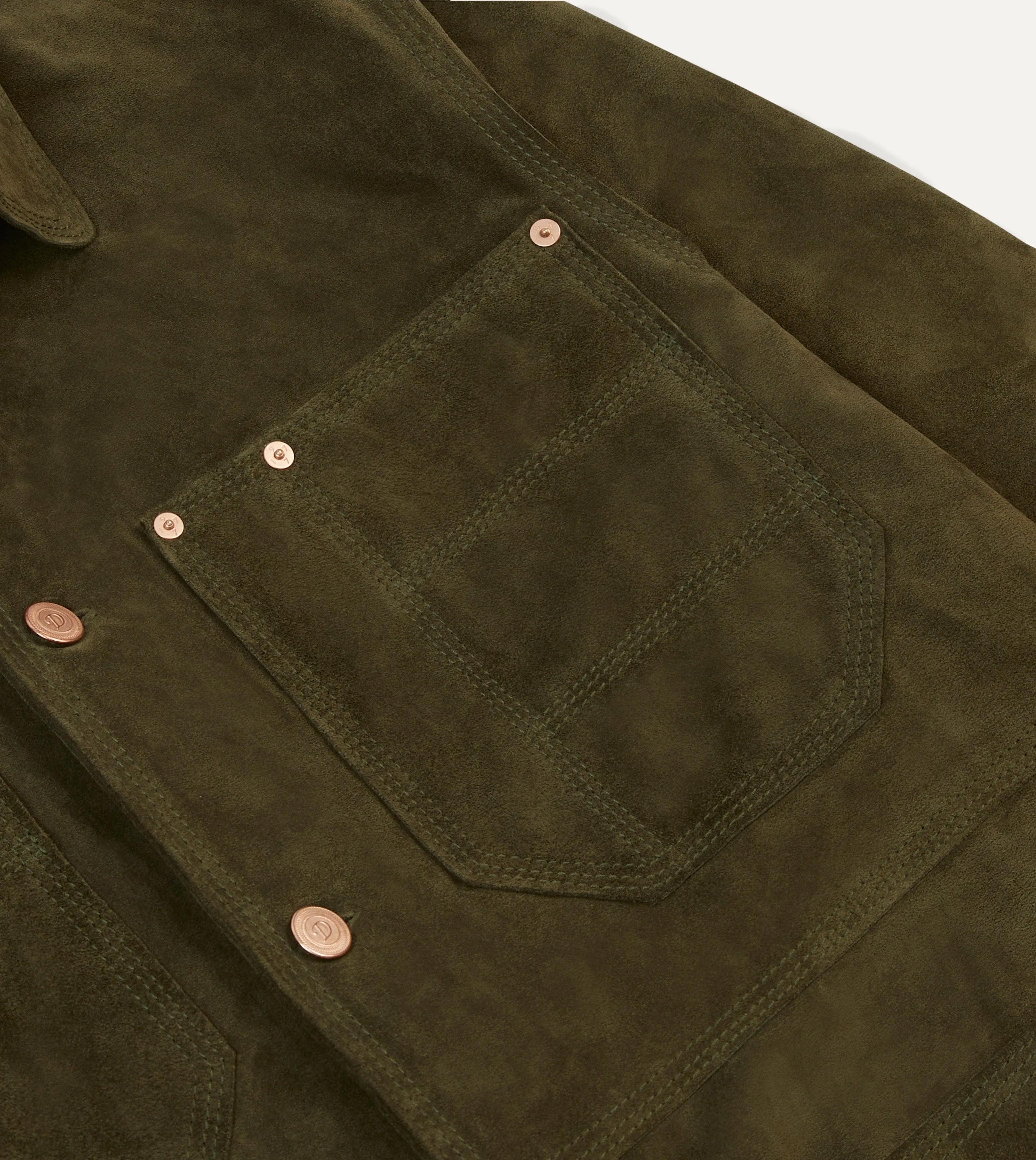 Olive Suede Welder Jacket sold by Drake's London product image thumbnail 4