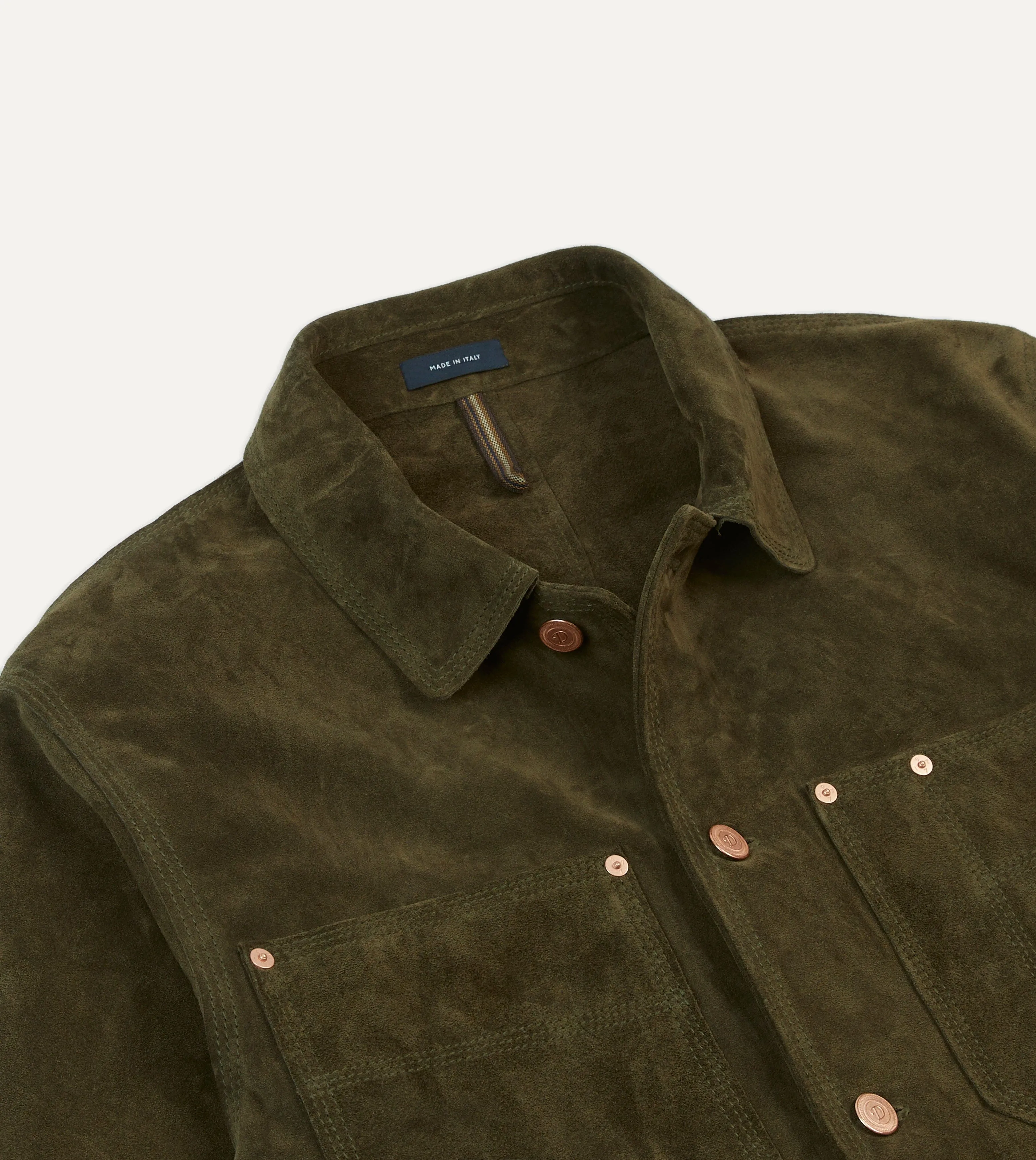 Olive Suede Welder Jacket sold by Drake's London product image thumbnail 3