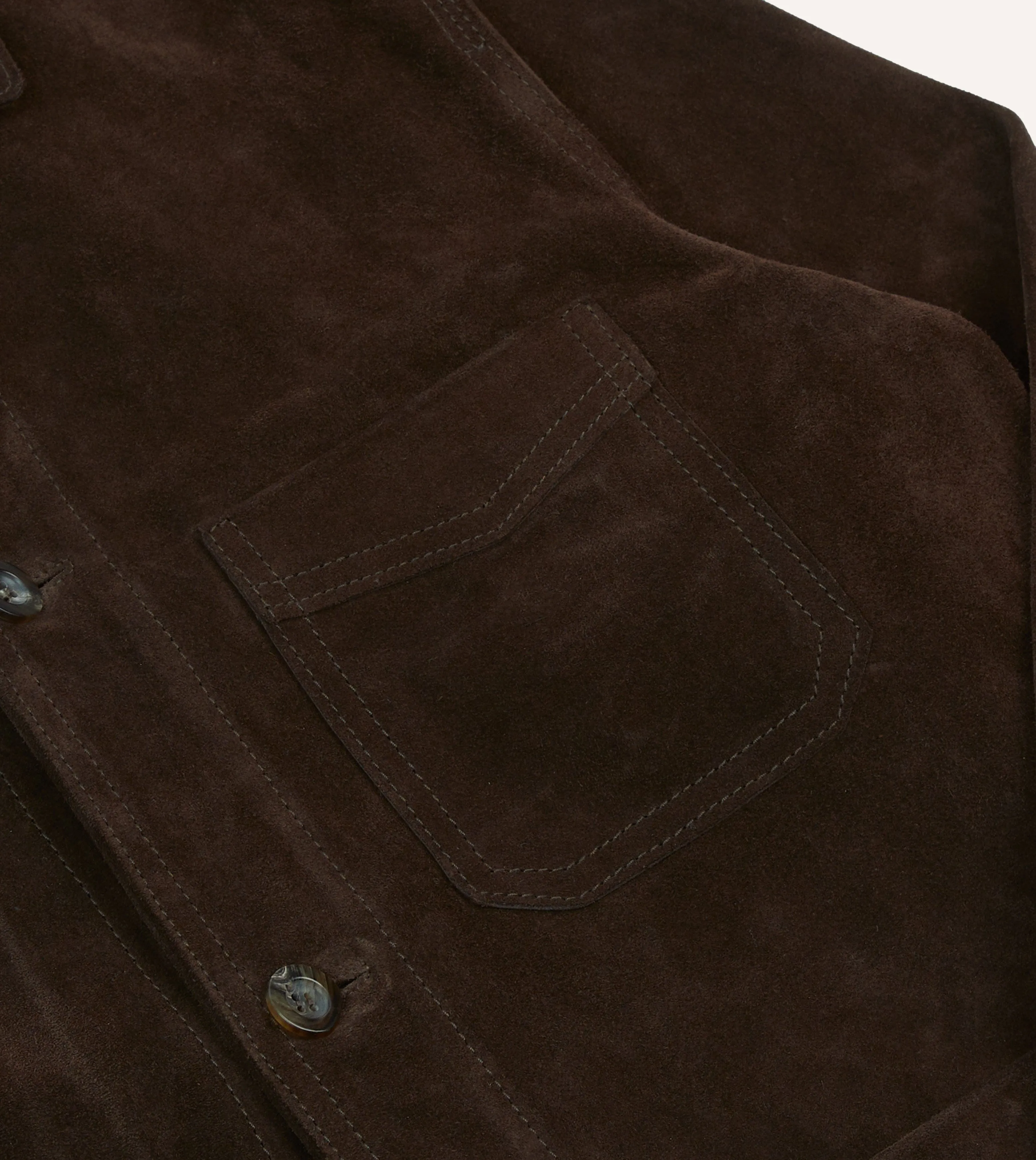 Chocolate Brown Heavyweight Suede Five-Pocket Chore Jacket sold by Drake's London product image thumbnail 4