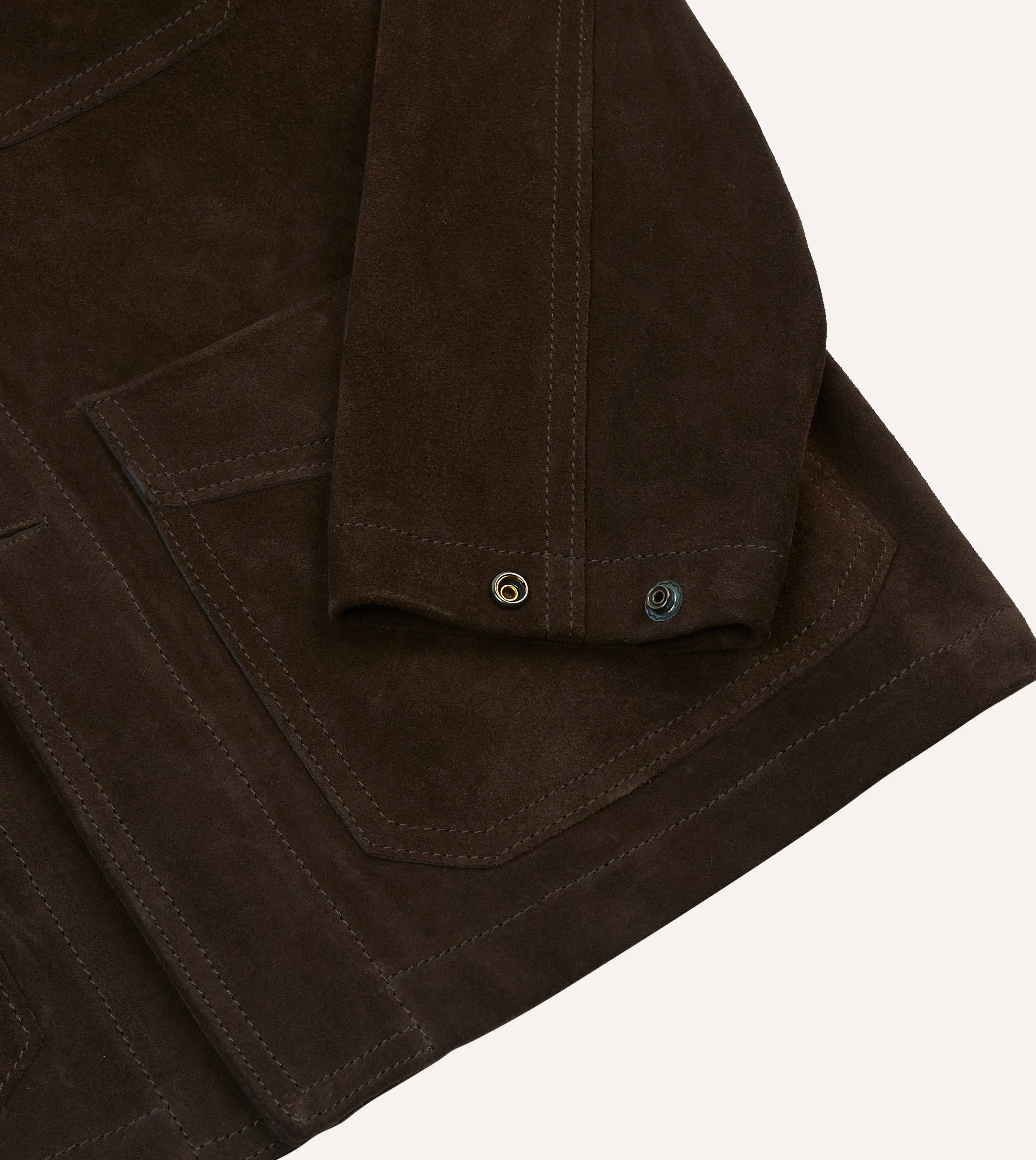 Chocolate Brown Heavyweight Suede Five-Pocket Chore Jacket sold by Drake's London product image thumbnail 5