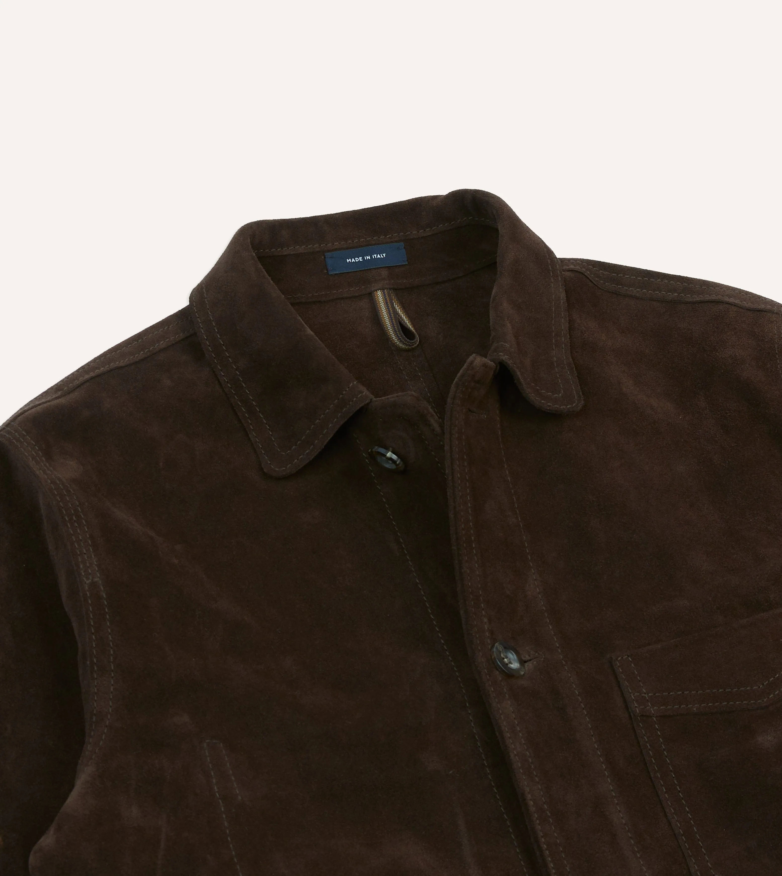 Chocolate Brown Heavyweight Suede Five-Pocket Chore Jacket sold by Drake's London product image thumbnail 3