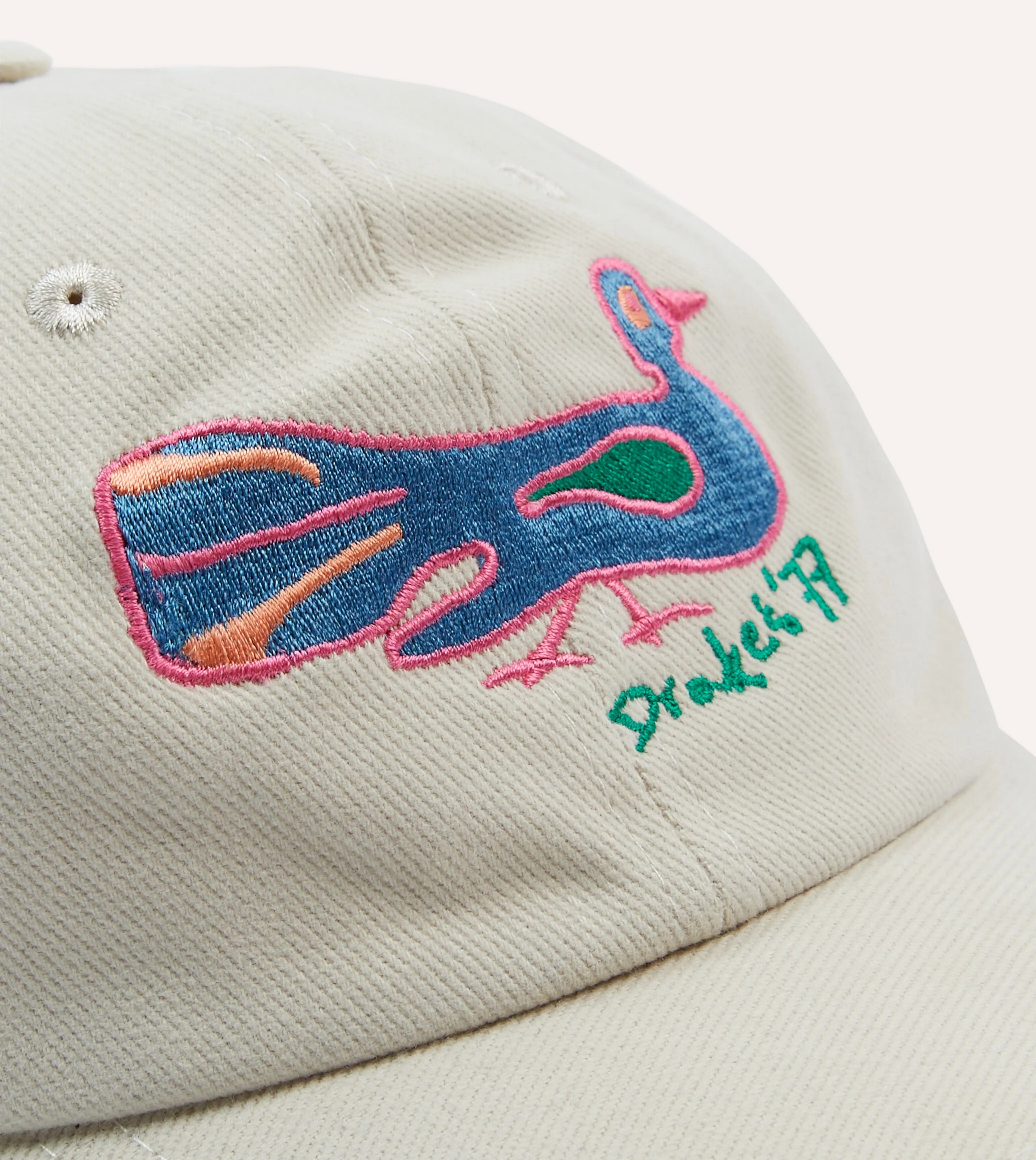 Ecru Peacock Emblem Cotton Baseball Cap sold by Drake's London product image thumbnail 3