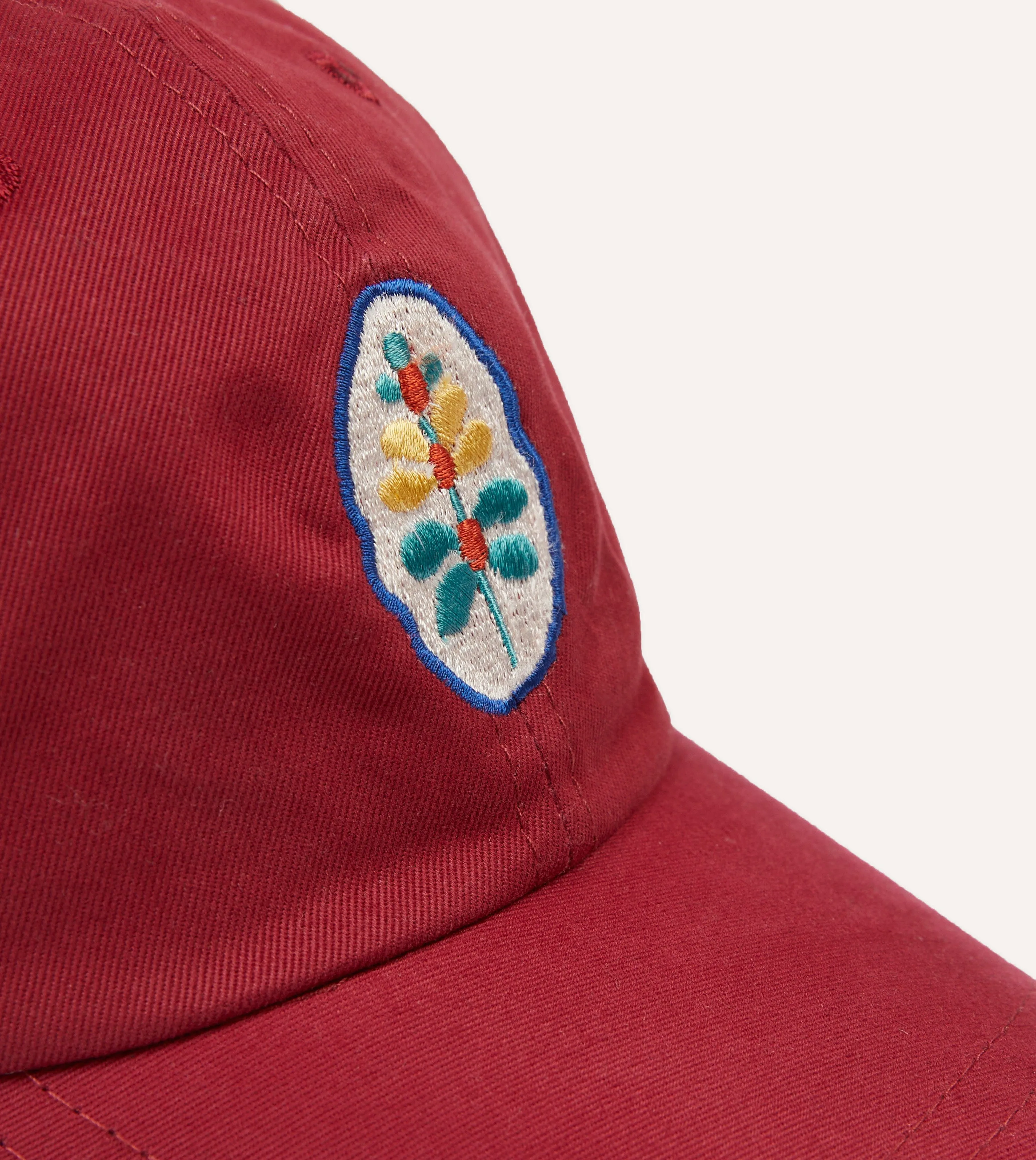 Red Flower Emblem Cotton Baseball Cap sold by Drake's London product image thumbnail 3