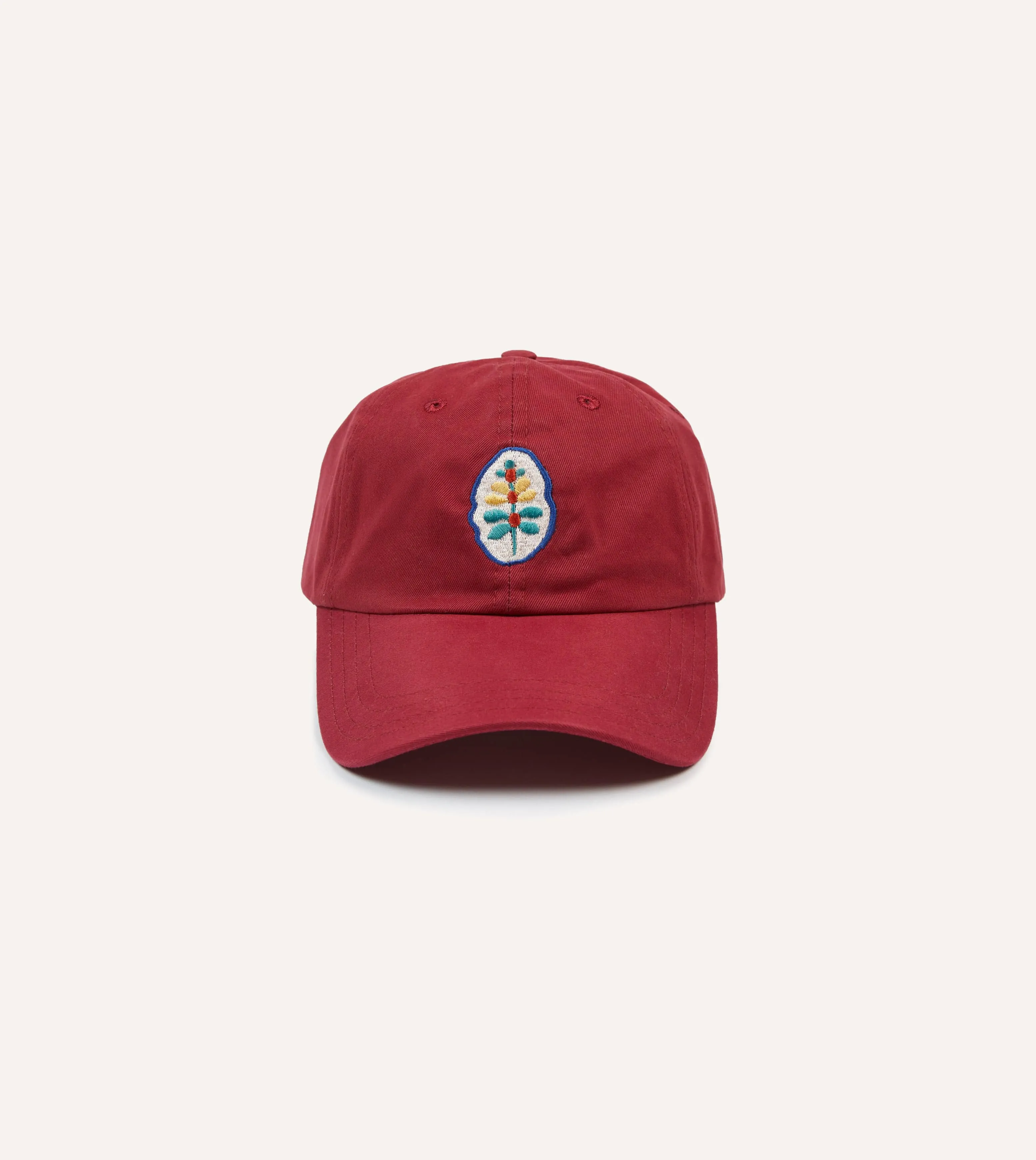 Red Flower Emblem Cotton Baseball Cap sold by Drake's London