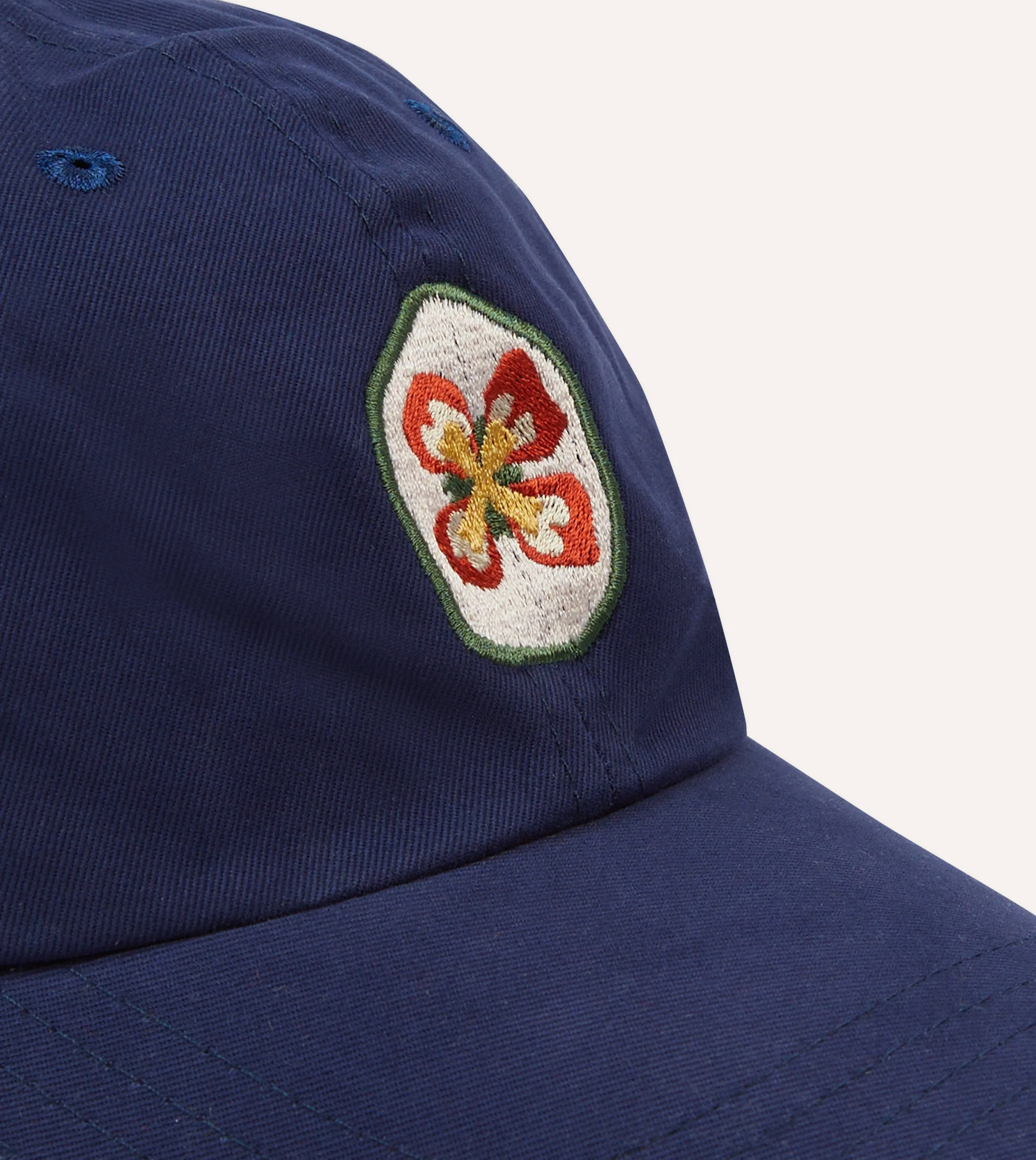 Navy Flower Emblem Cotton Baseball Cap sold by Drake's London product image thumbnail 3