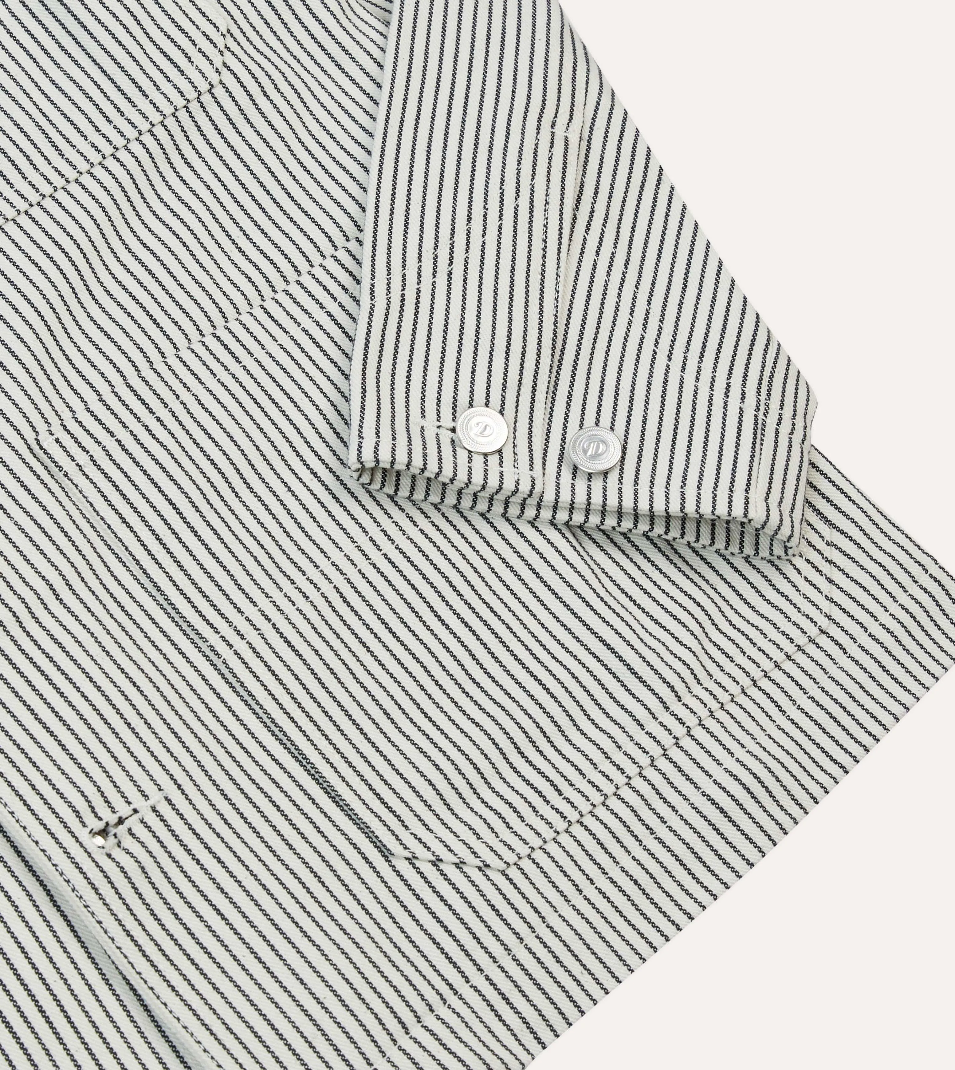 Navy and Ecru Stripe Cotton Stoker Jacket sold by Drake's London product image thumbnail 5