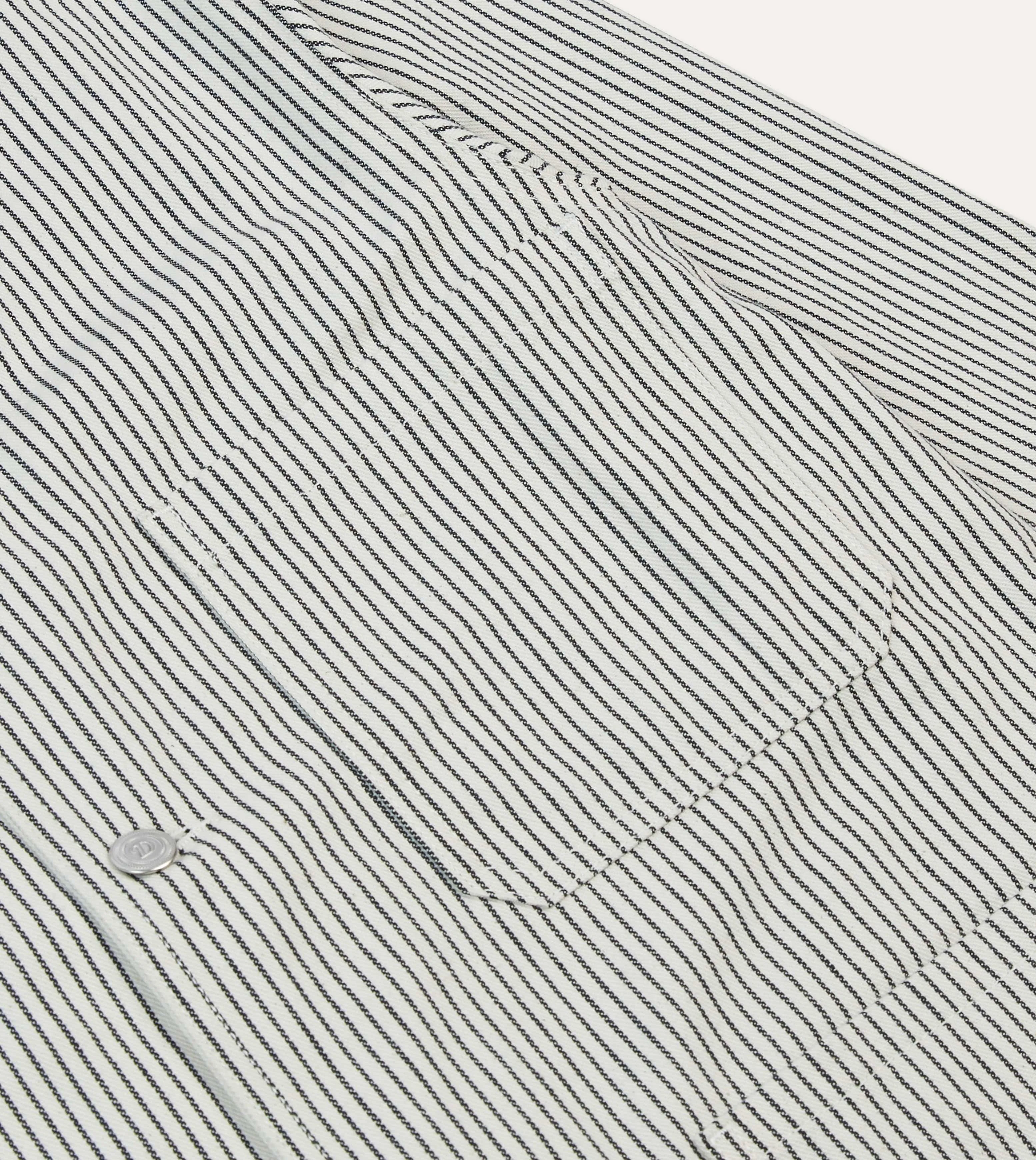 Navy and Ecru Stripe Cotton Stoker Jacket sold by Drake's London product image thumbnail 4