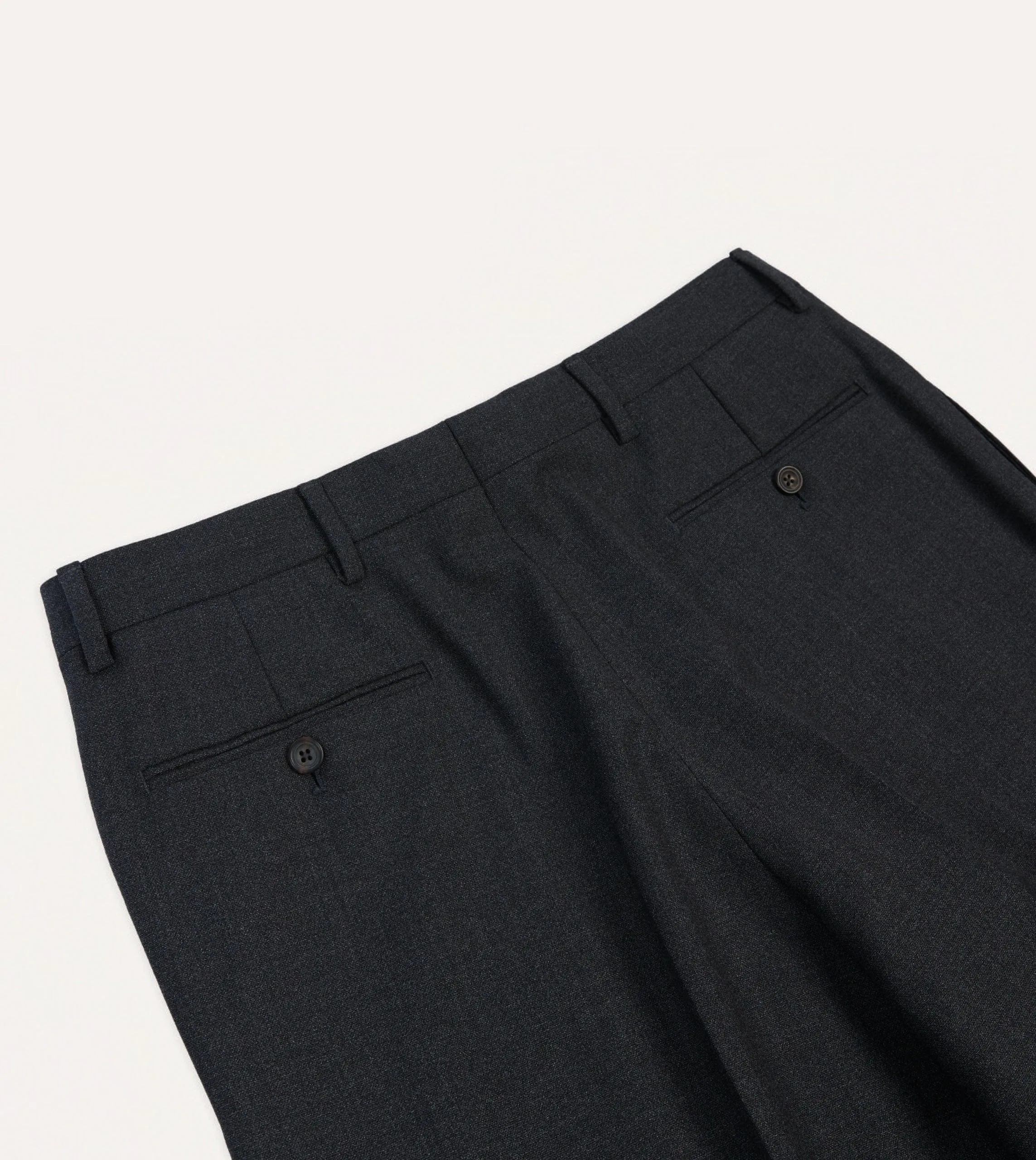 Charcoal Tropical Wool Flat Front Trouser sold by Drake's London product image thumbnail 5
