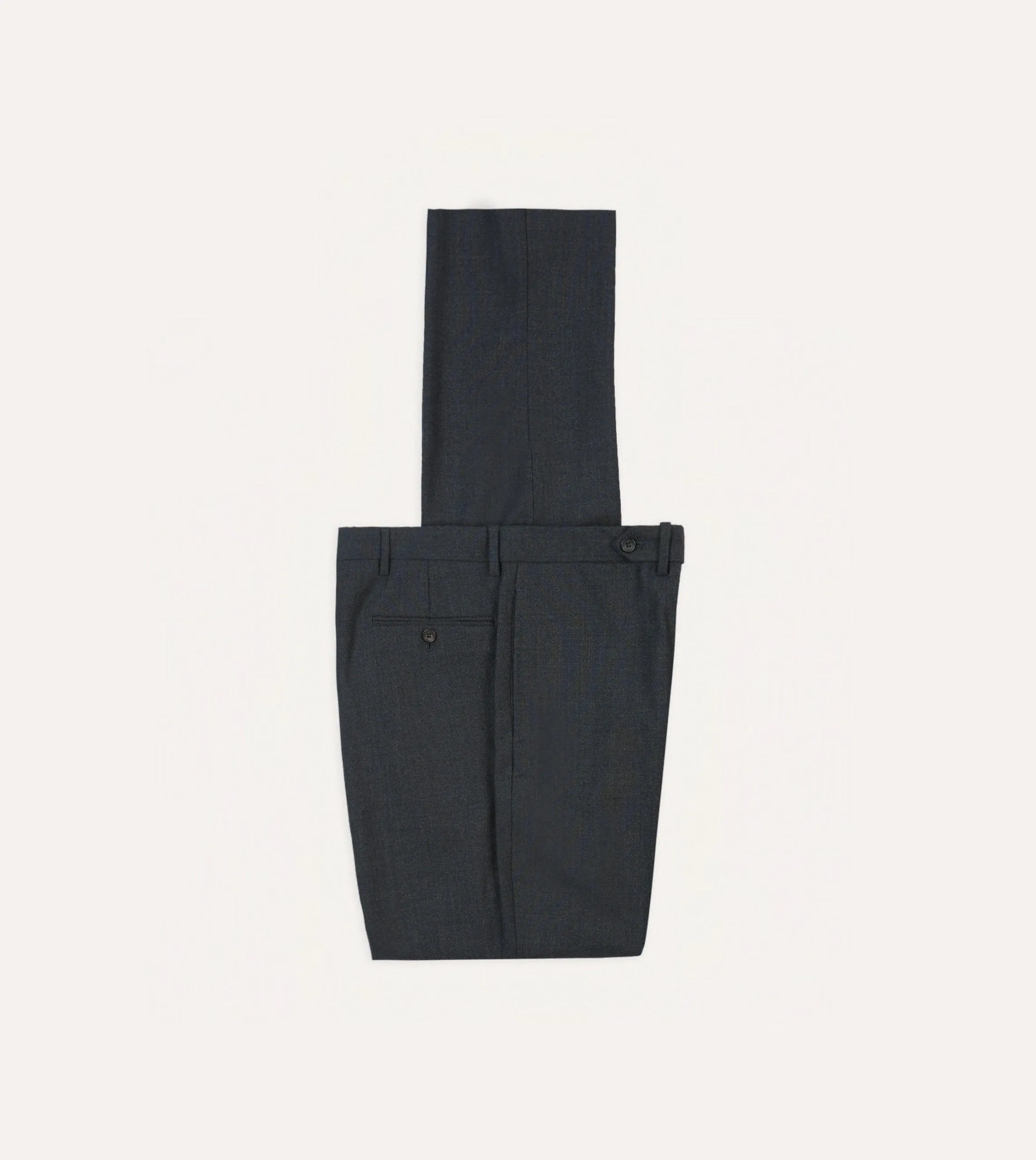 Charcoal Tropical Wool Flat Front Trouser sold by Drake's London