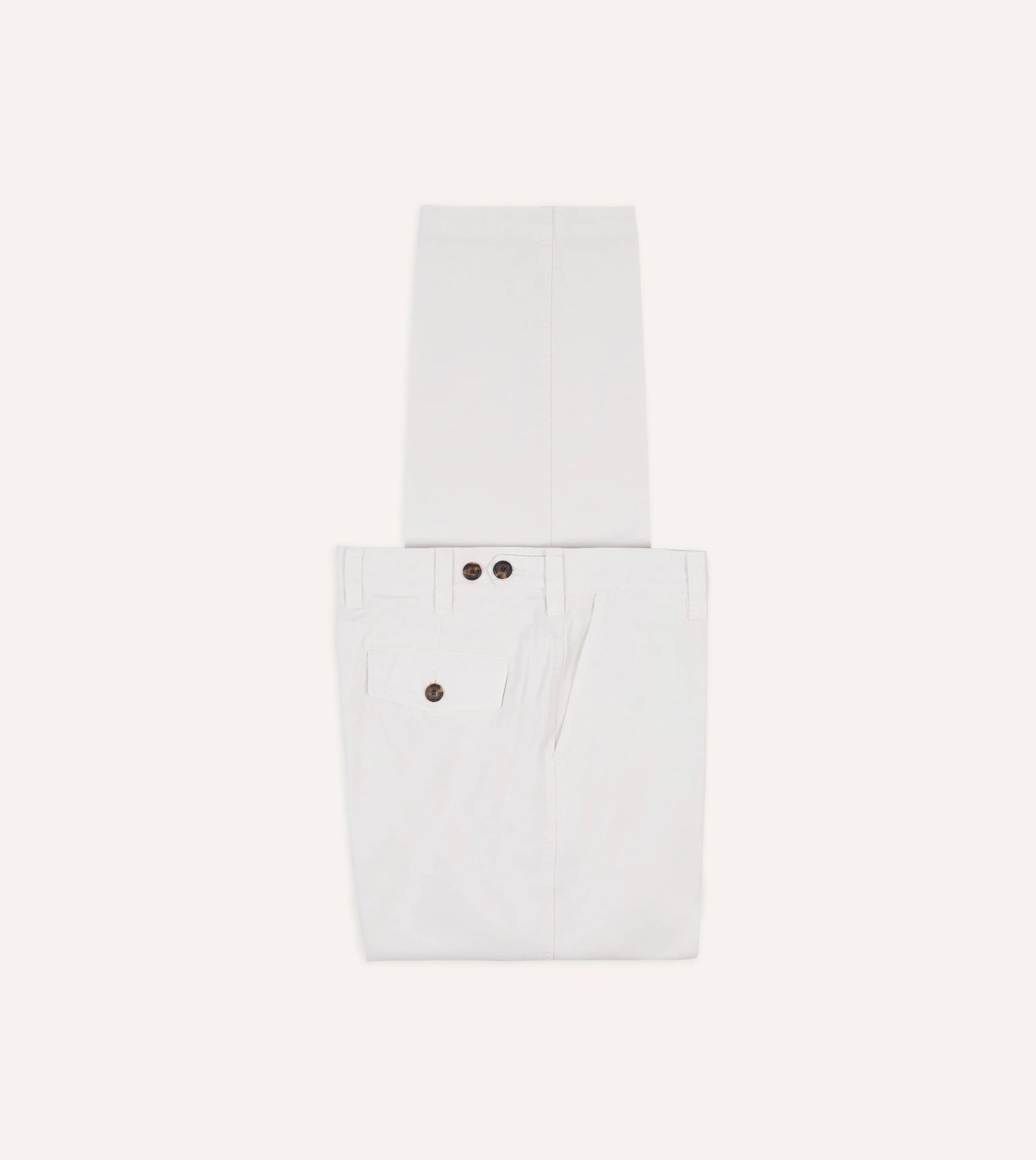 Ecru Cotton Flat Front Chino sold by Drake's London