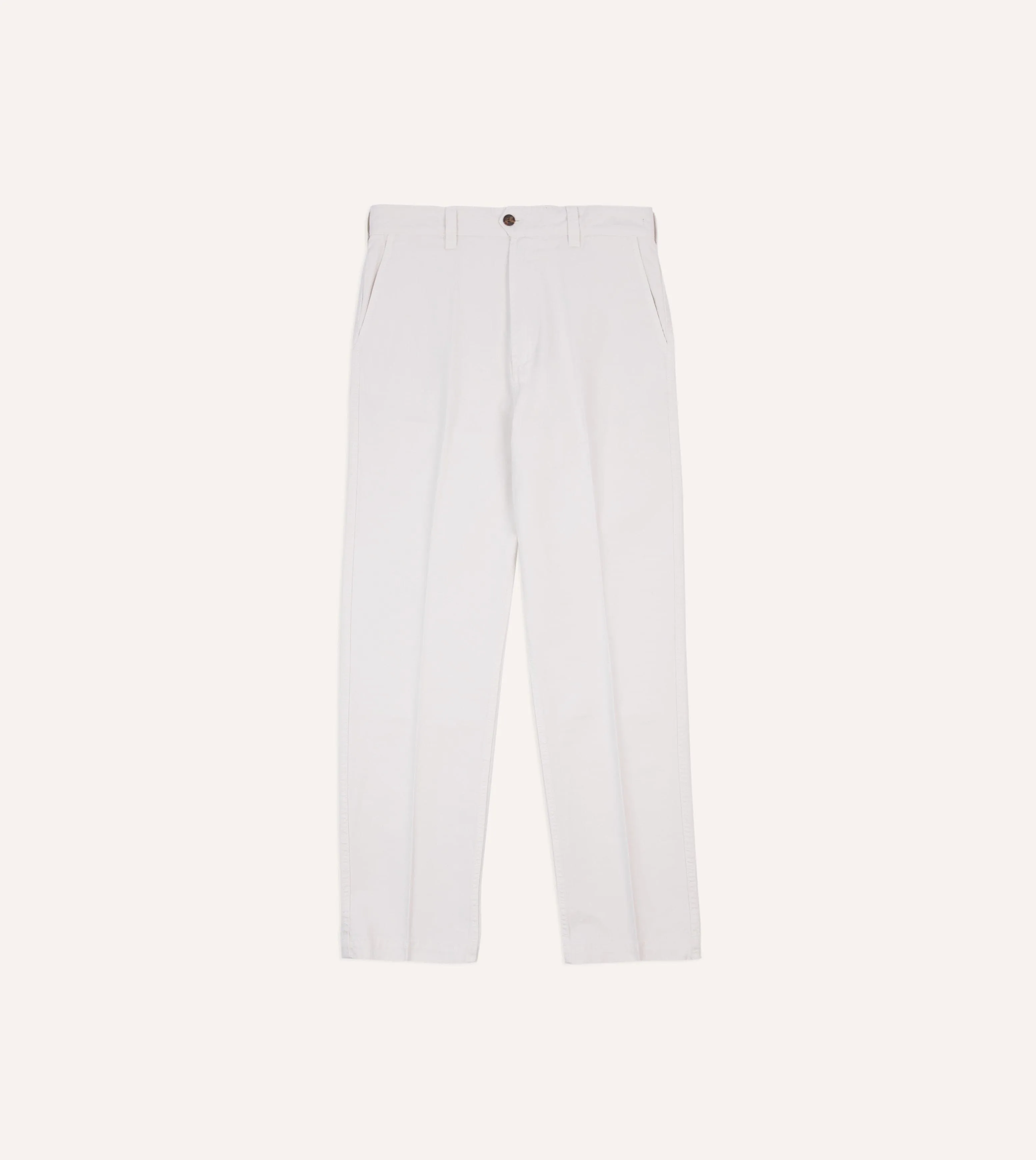 Ecru Cotton Flat Front Chino sold by Drake's London product image thumbnail 3