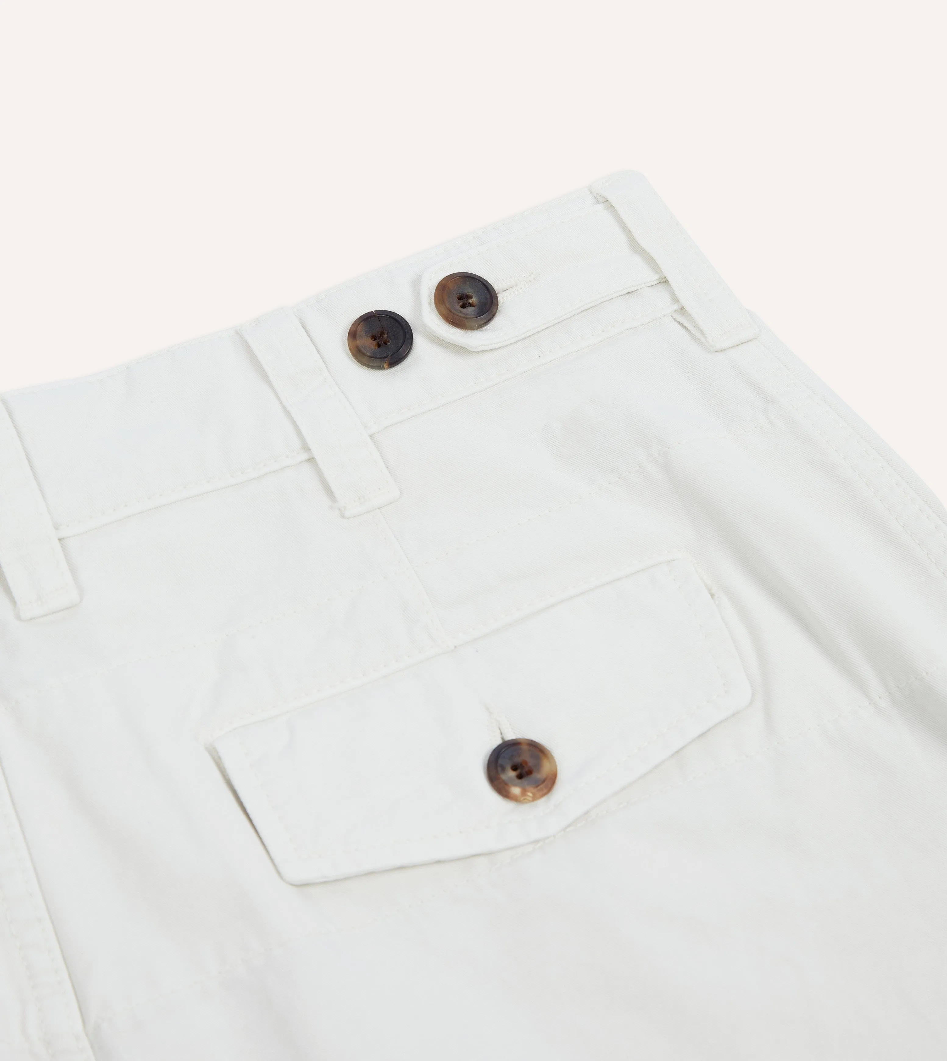 Ecru Cotton Flat Front Chino sold by Drake's London product image thumbnail 5
