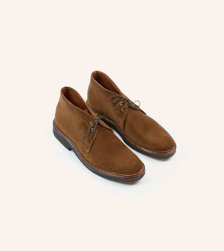 Alden for Drake's Tobacco Suede Chukka Boot with Double Crepe Sole sold by Drake's London