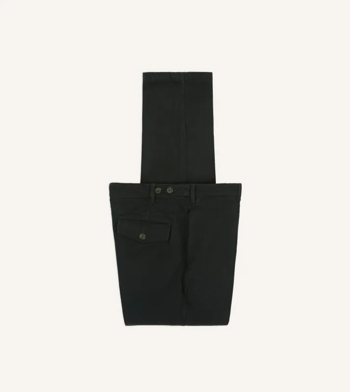 Drake's by A. Levine Black Cotton Games Trousers sold by Drake's London