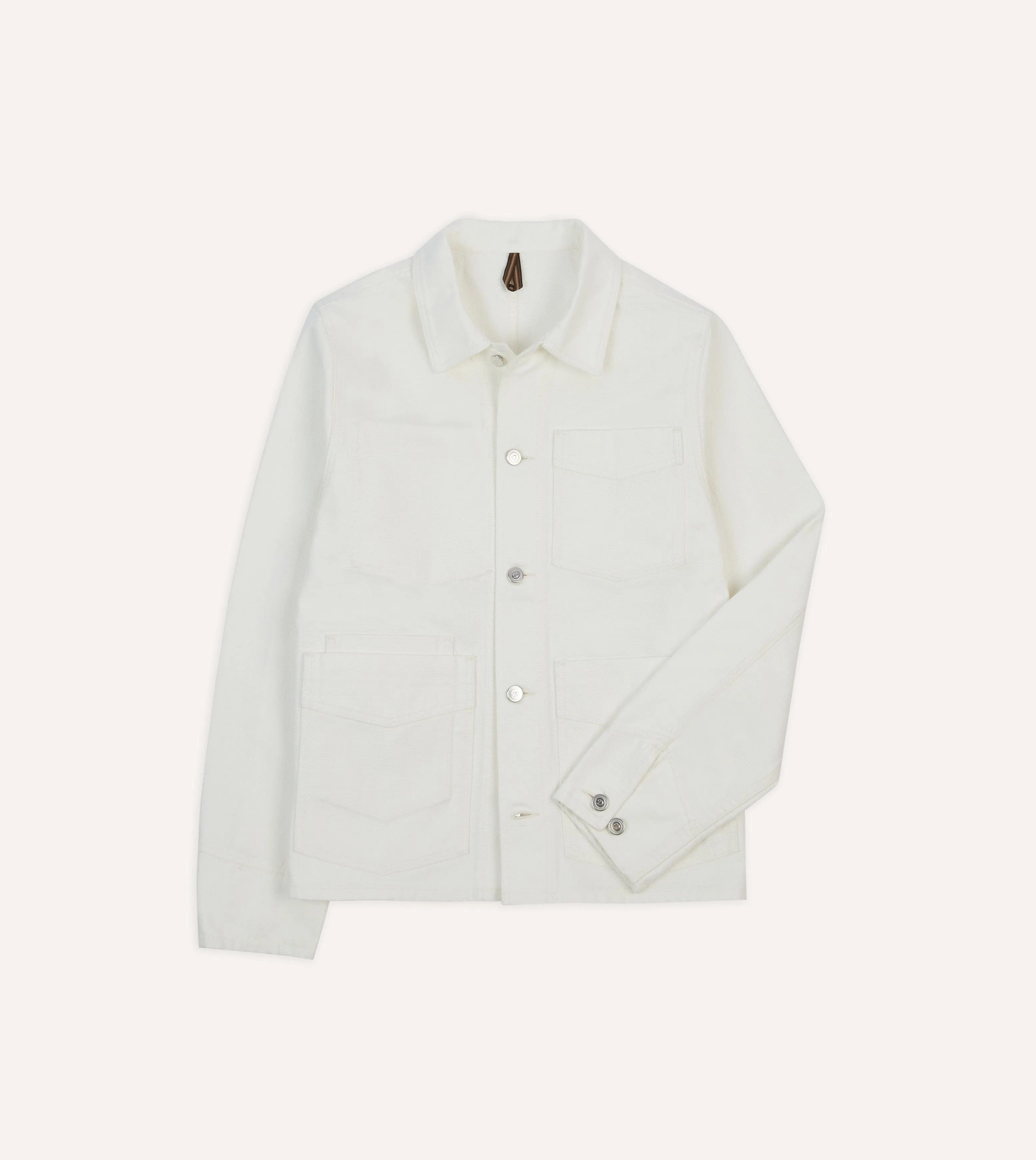 Ecru Cotton Canvas Work Jacket sold by Drake's London