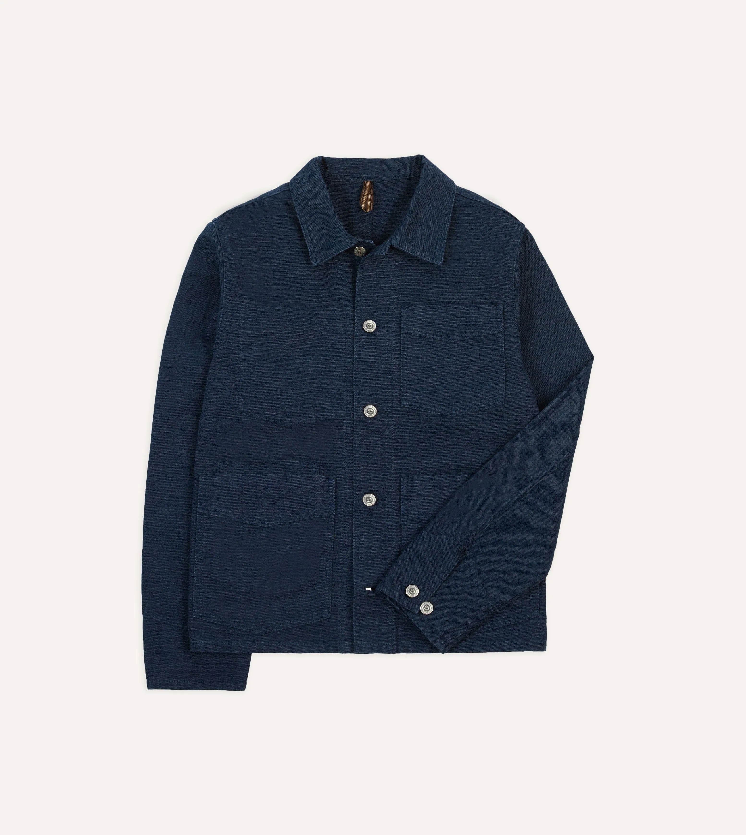 Navy Cotton Canvas Work Jacket sold by Drake's London