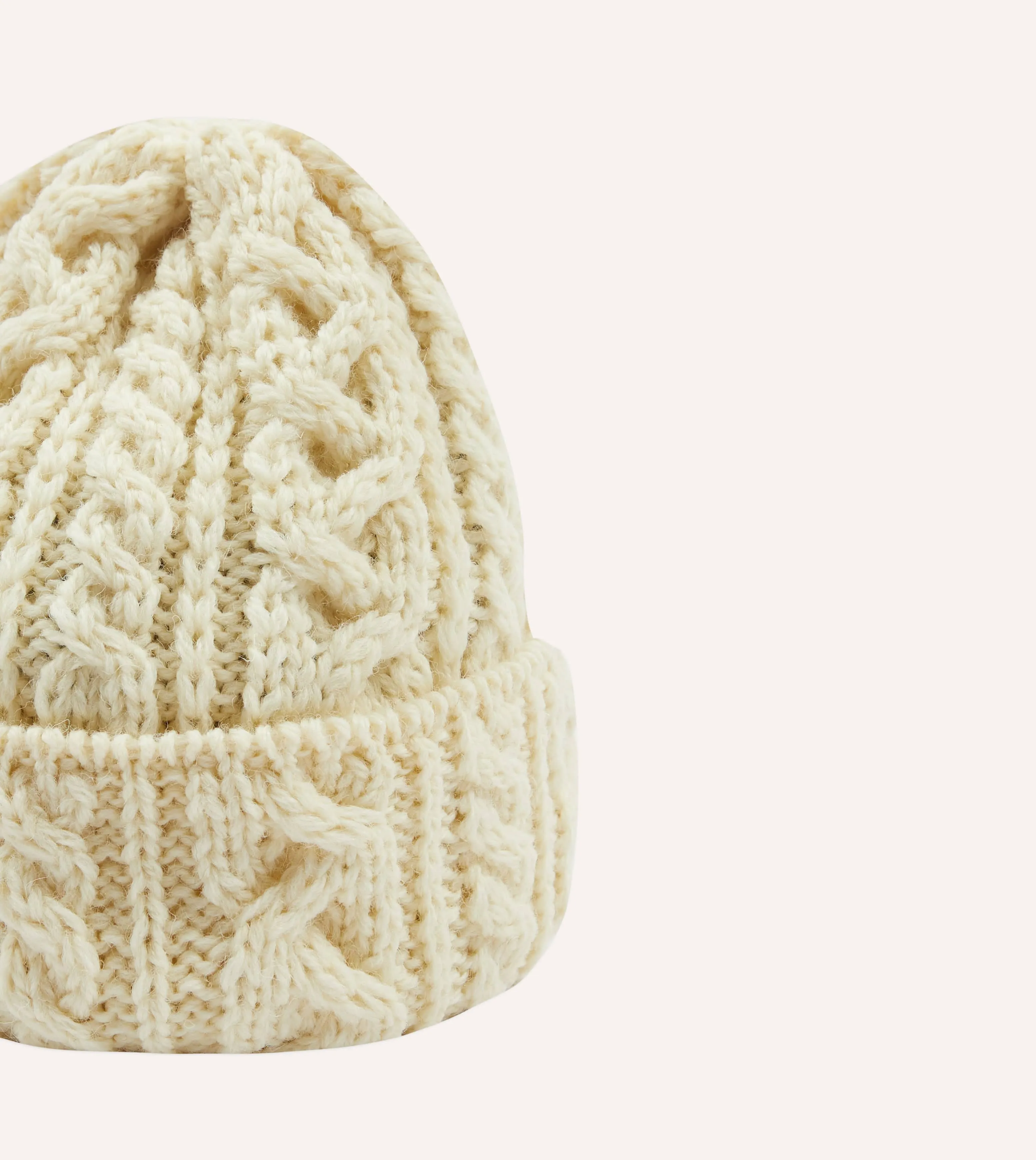 Ecru Wool Cable Knit Cap sold by Drake's London product image thumbnail 3