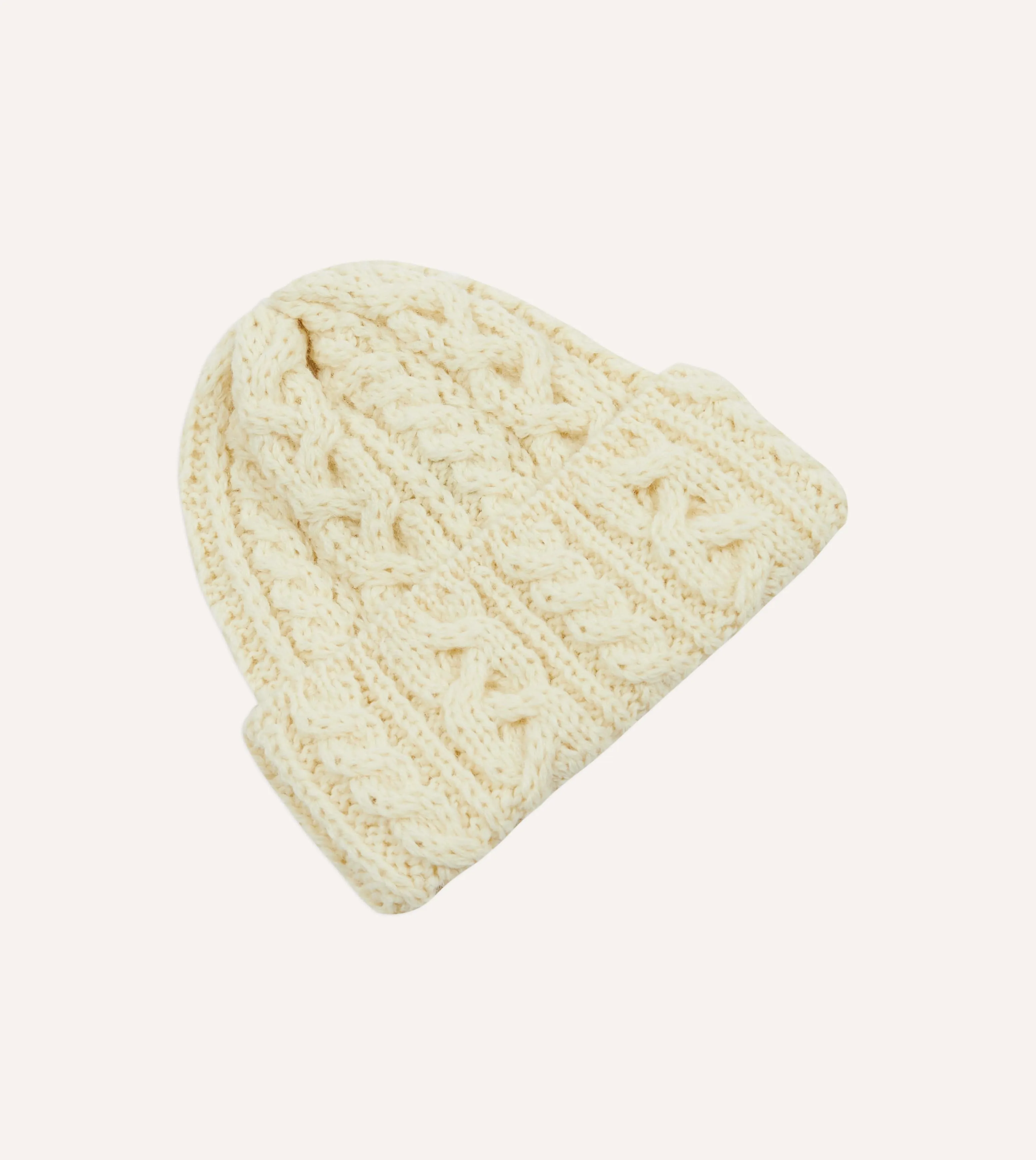 Ecru Wool Cable Knit Cap sold by Drake's London product image thumbnail 4