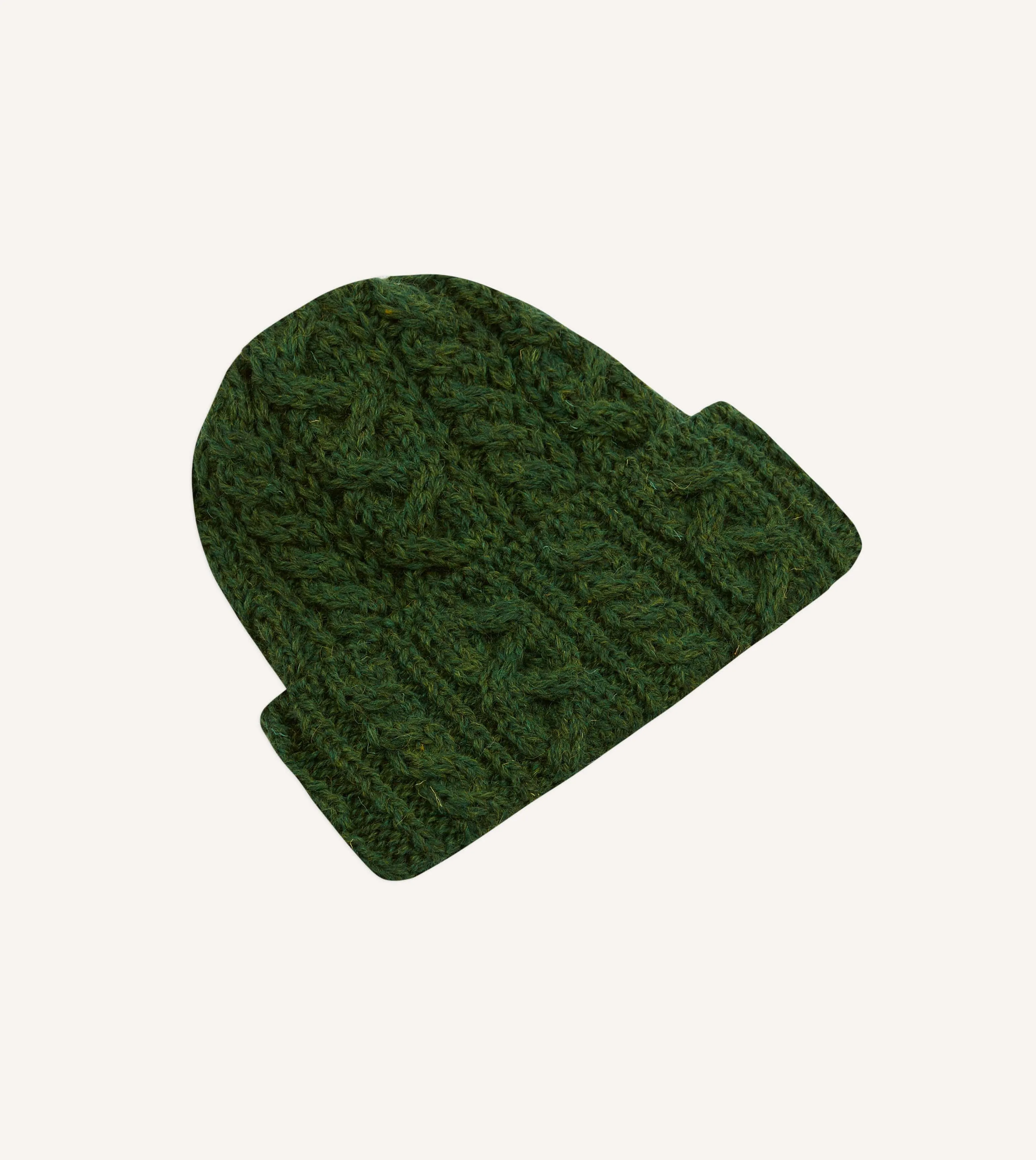 Green Wool Cable Knit Cap sold by Drake's London product image thumbnail 4