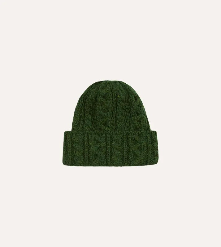 Green Wool Cable Knit Cap sold by Drake's London
