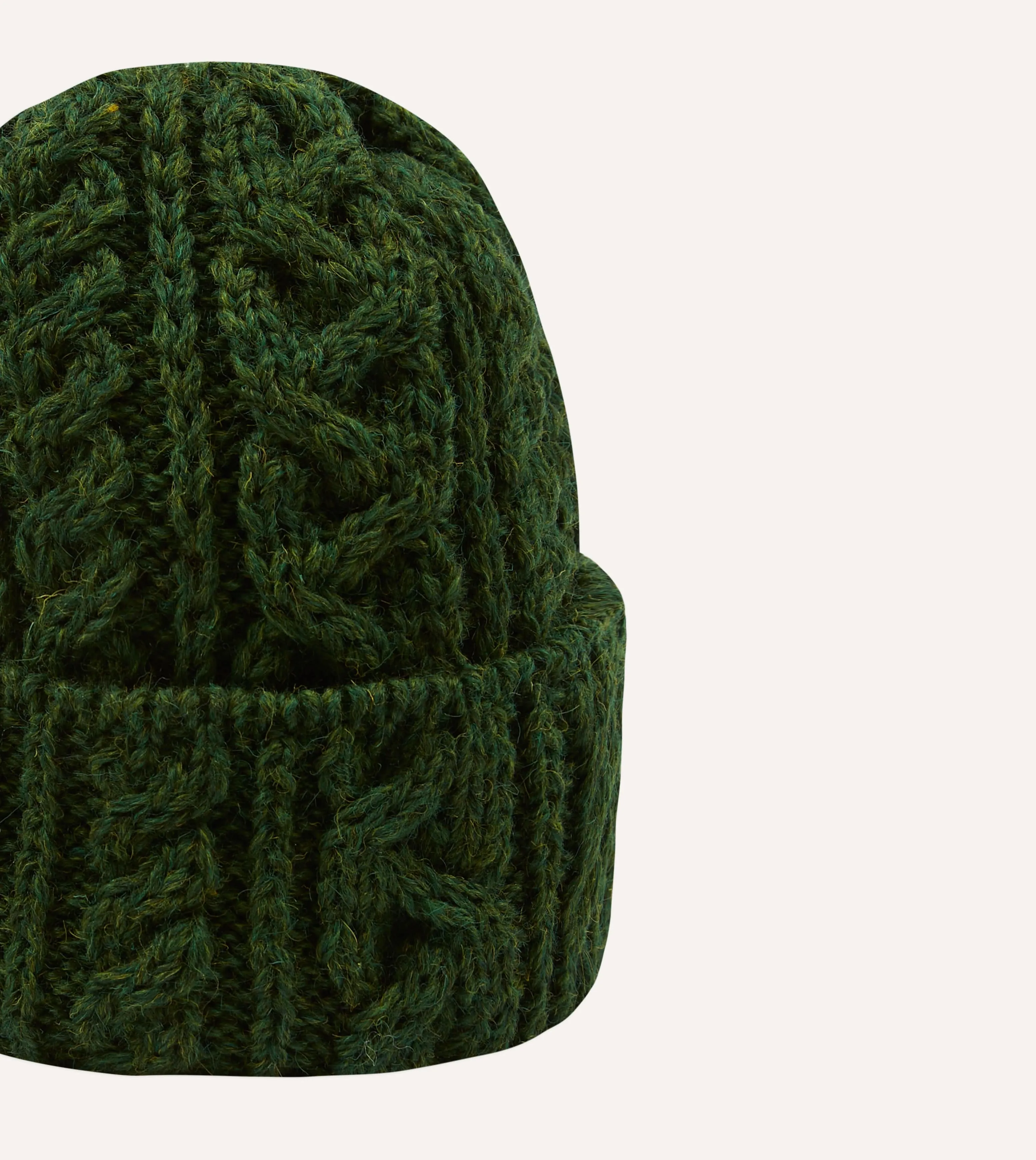 Green Wool Cable Knit Cap sold by Drake's London product image thumbnail 3