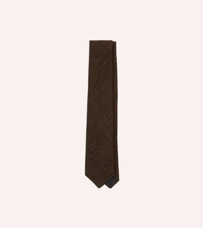 Rust Shetland Wool Tipped Tie sold by Drake's London