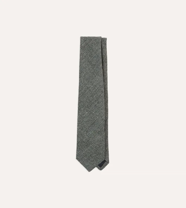 Grey Shetland Wool Tipped Tie sold by Drake's London