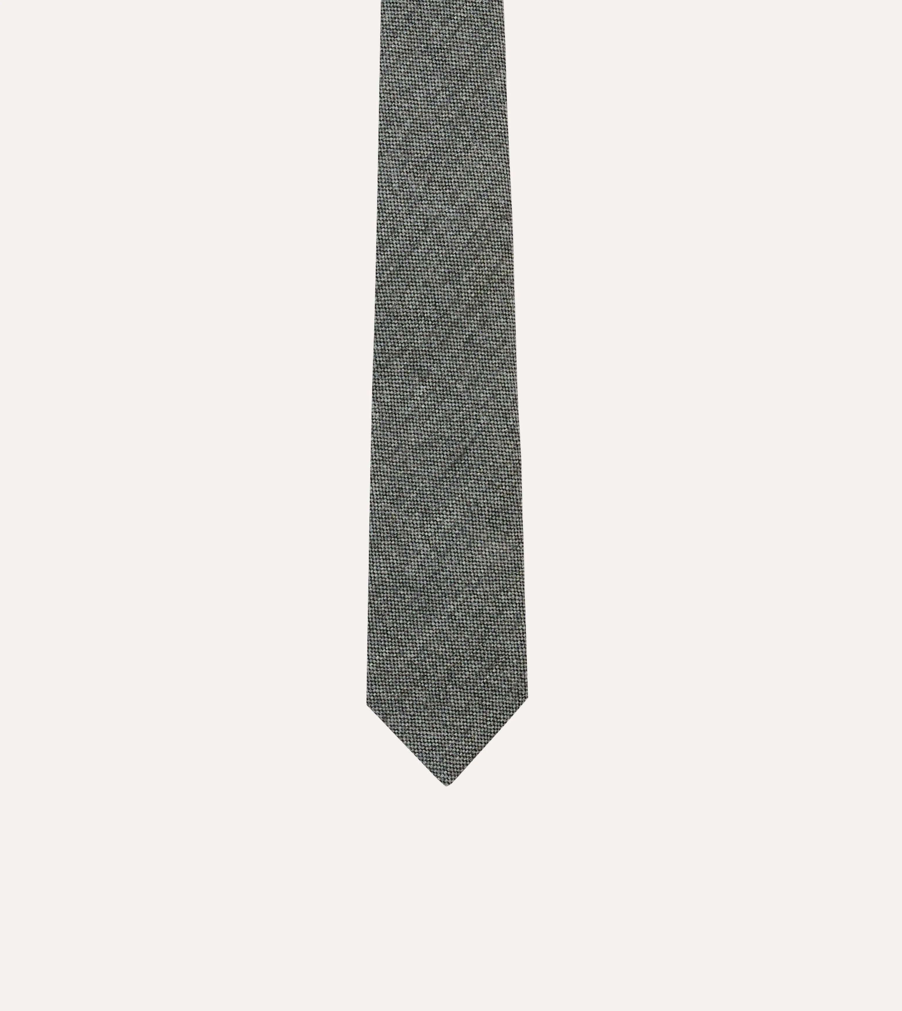Grey Shetland Wool Tipped Tie sold by Drake's London product image thumbnail 3