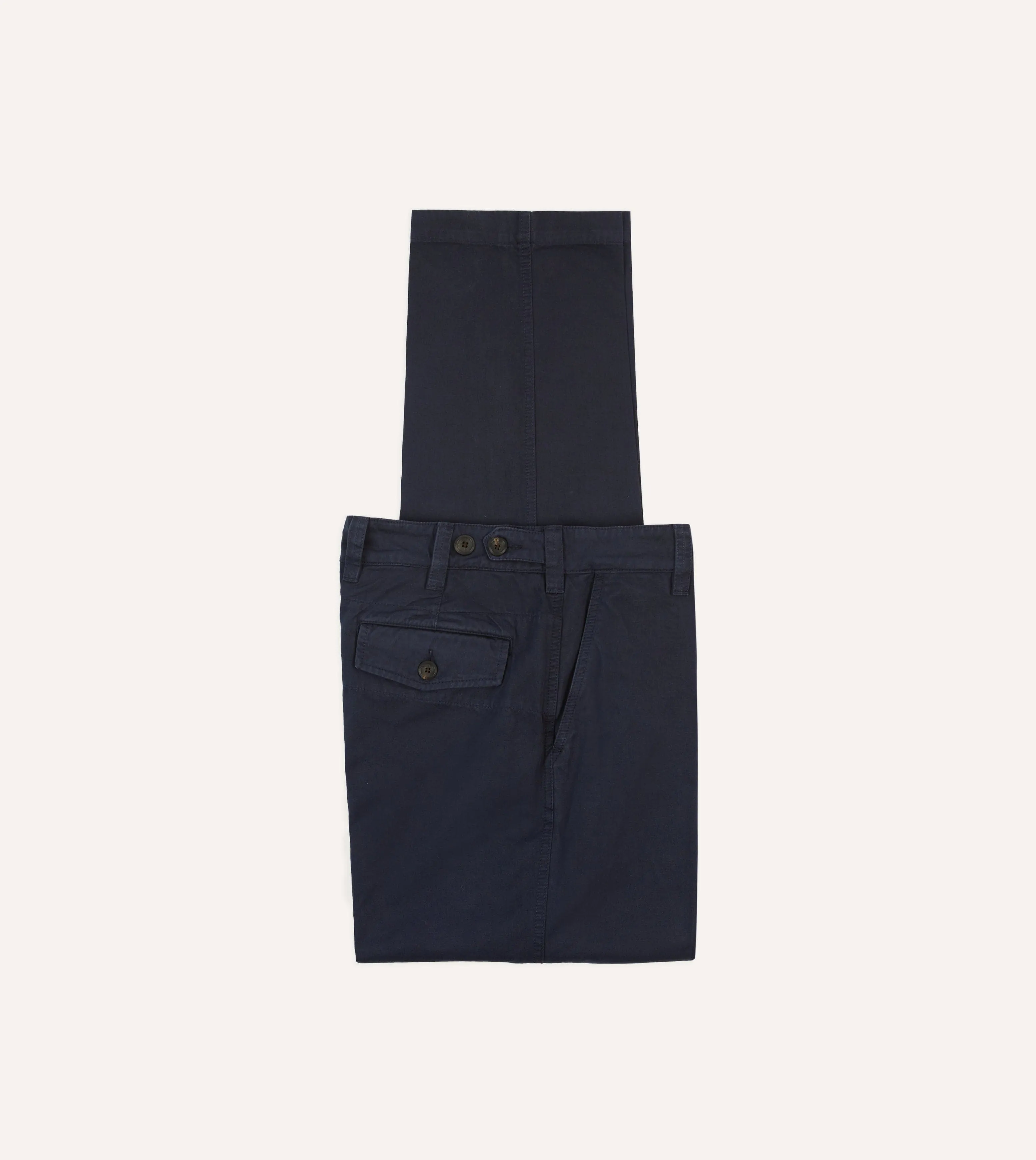 Navy Cotton Flat Front Chino sold by Drake's London