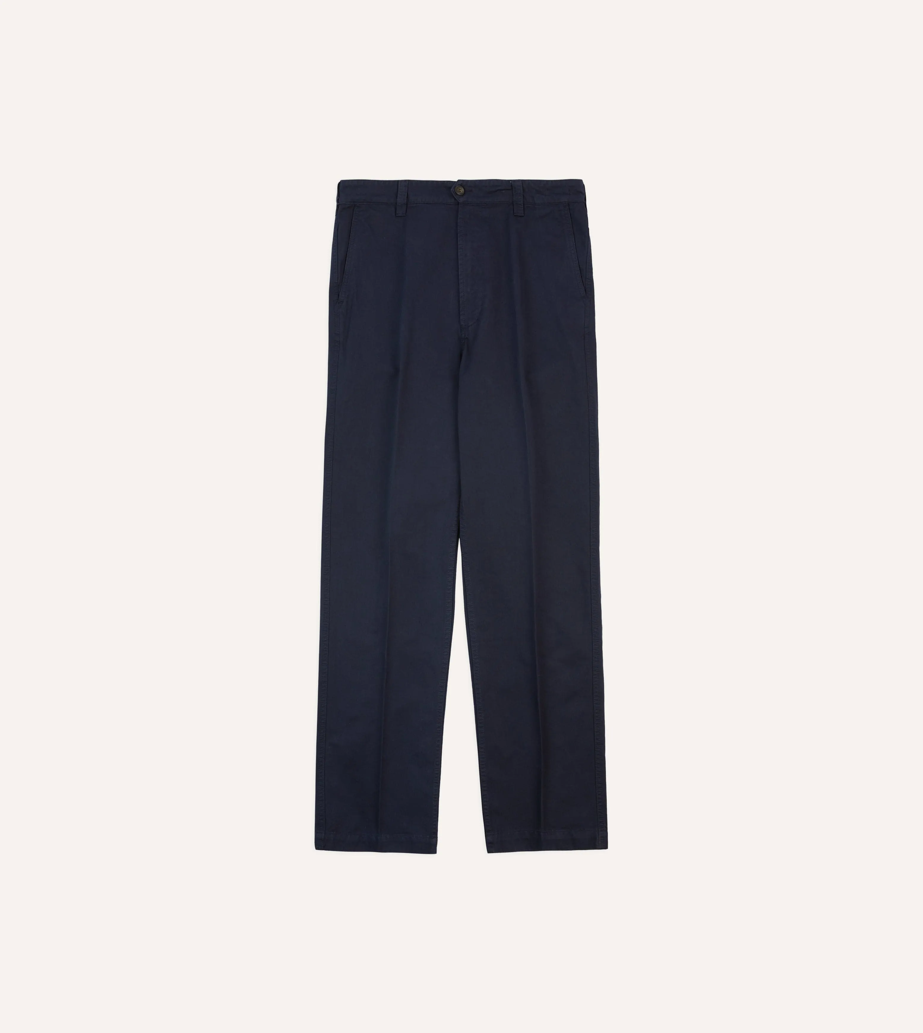 Navy Cotton Flat Front Chino sold by Drake's London product image thumbnail 3