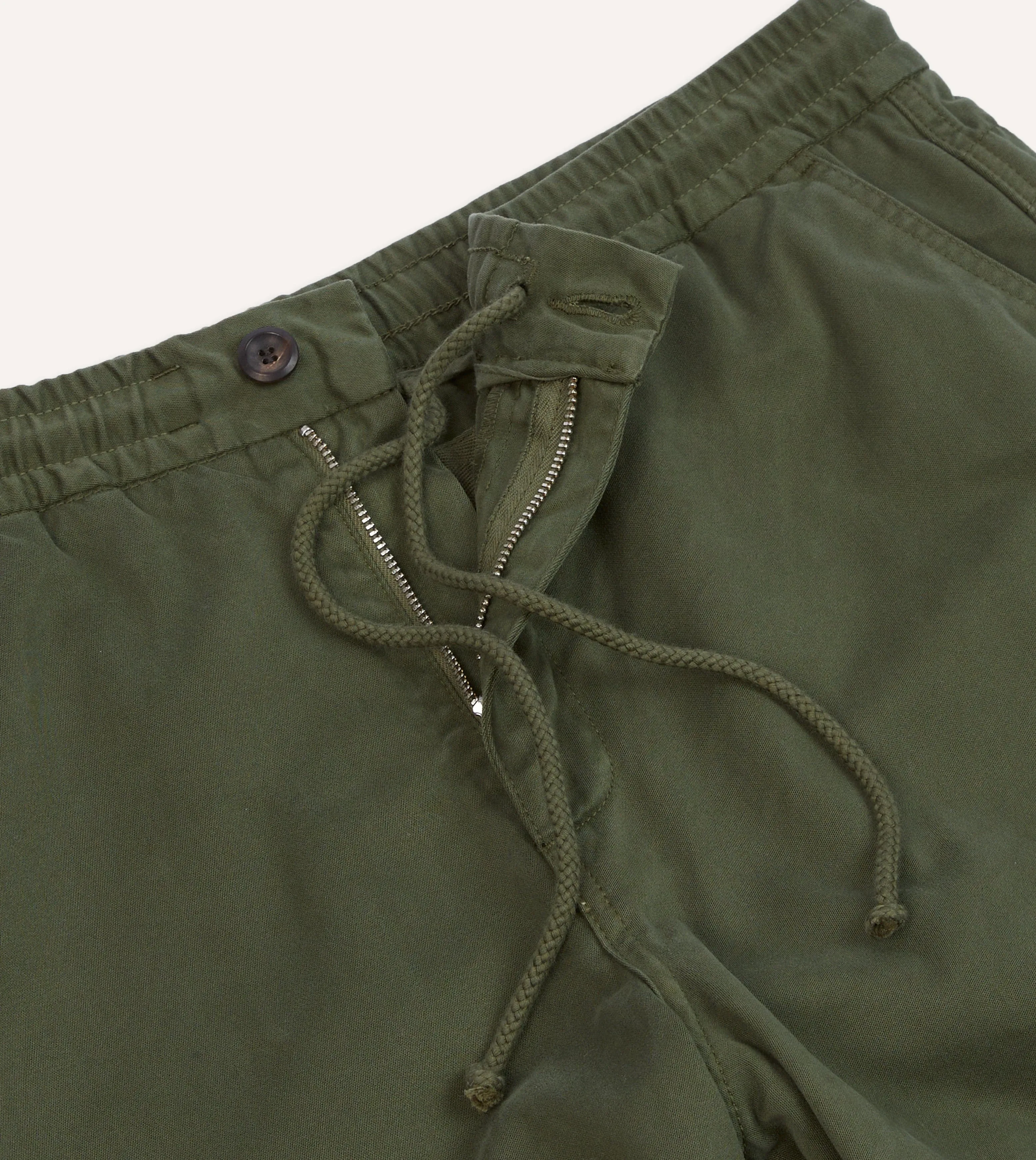 Olive Cotton Drawstring Trousers sold by Drake's London product image thumbnail 5