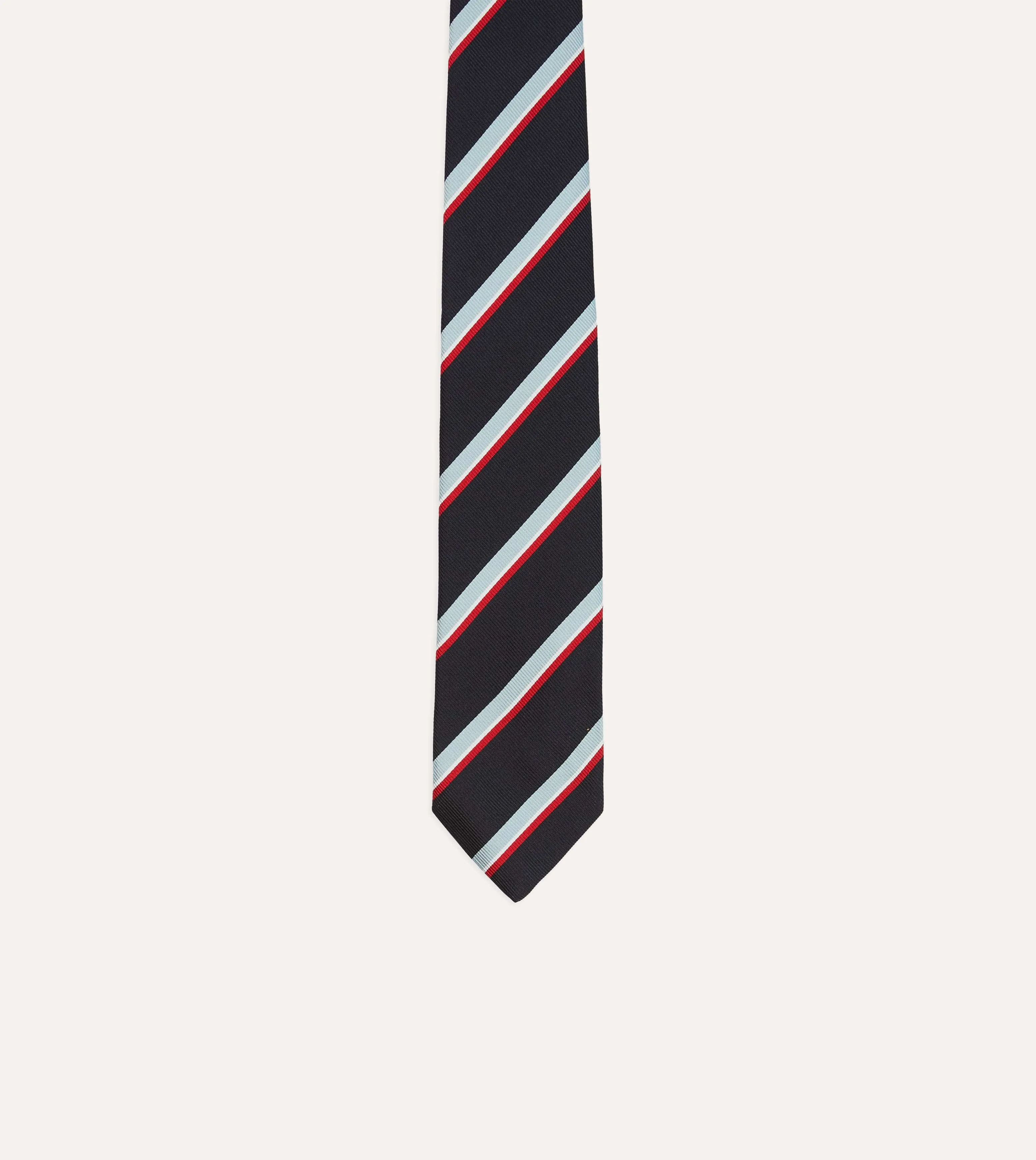 Navy and Green Multi Stripe Mogador Silk Tipped Tie sold by Drake's London product image thumbnail 3