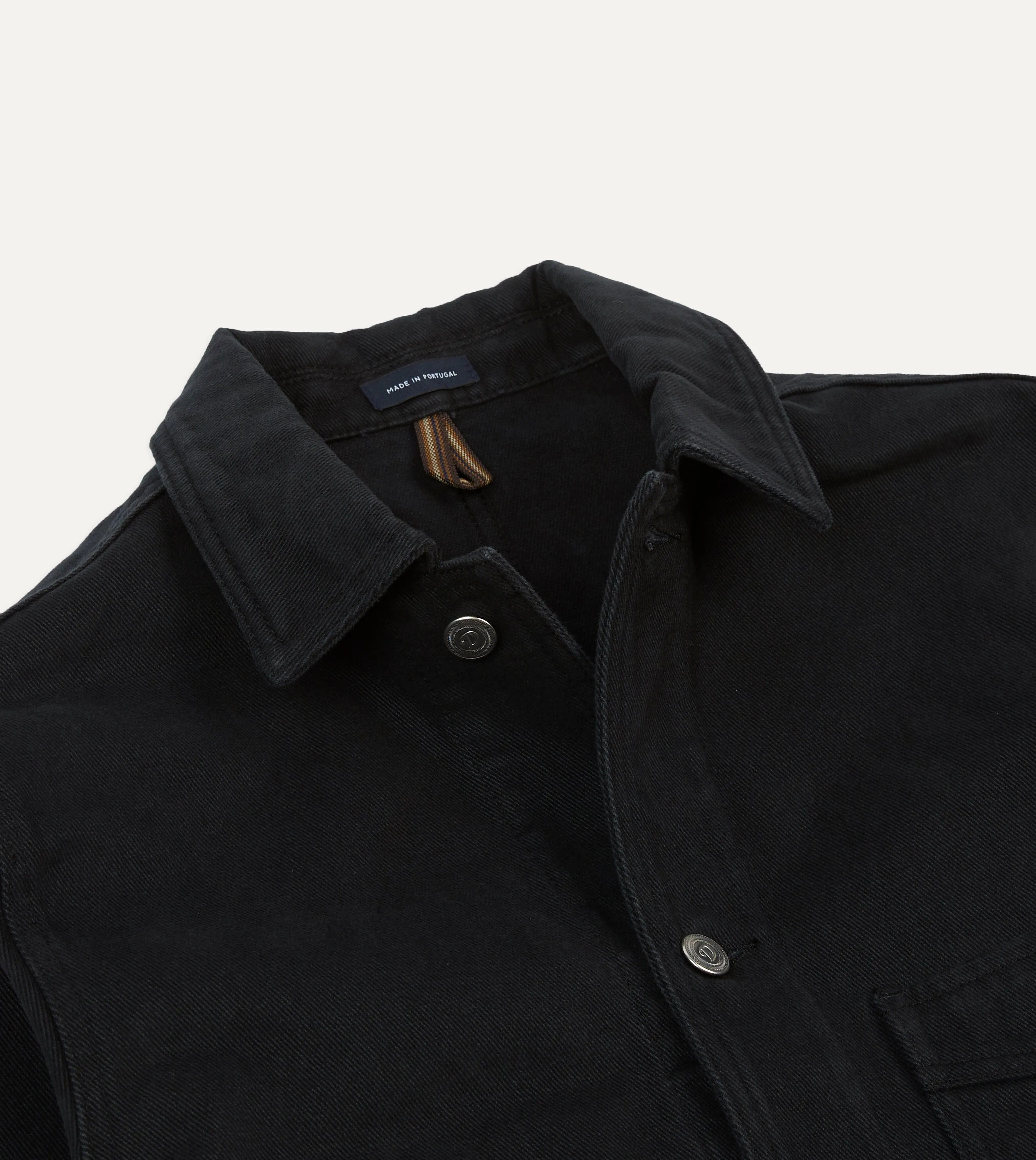 Black Heavy Twill Cotton Five-Pocket Chore Jacket sold by Drake's London product image thumbnail 3