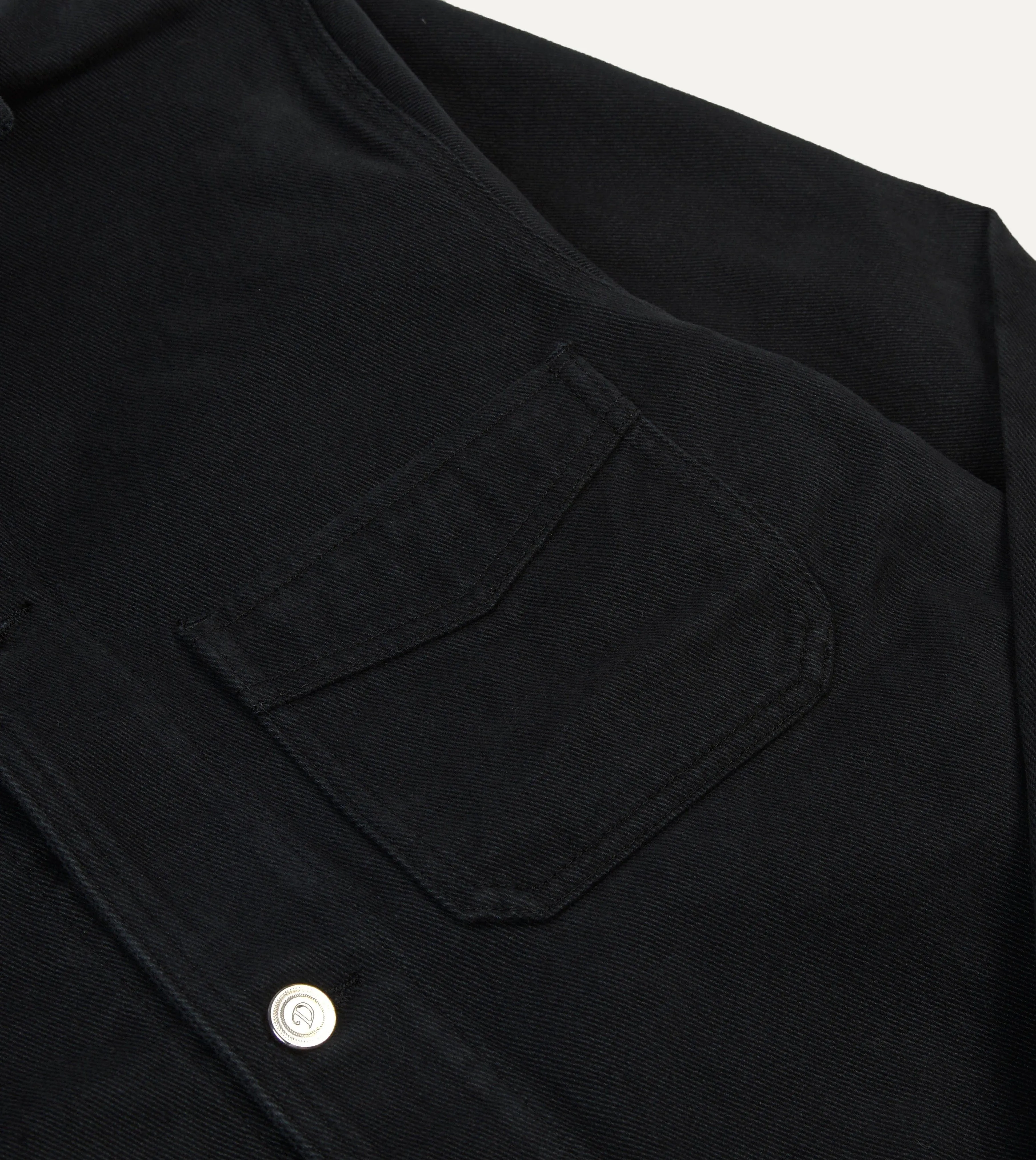 Black Heavy Twill Cotton Five-Pocket Chore Jacket sold by Drake's London product image thumbnail 4
