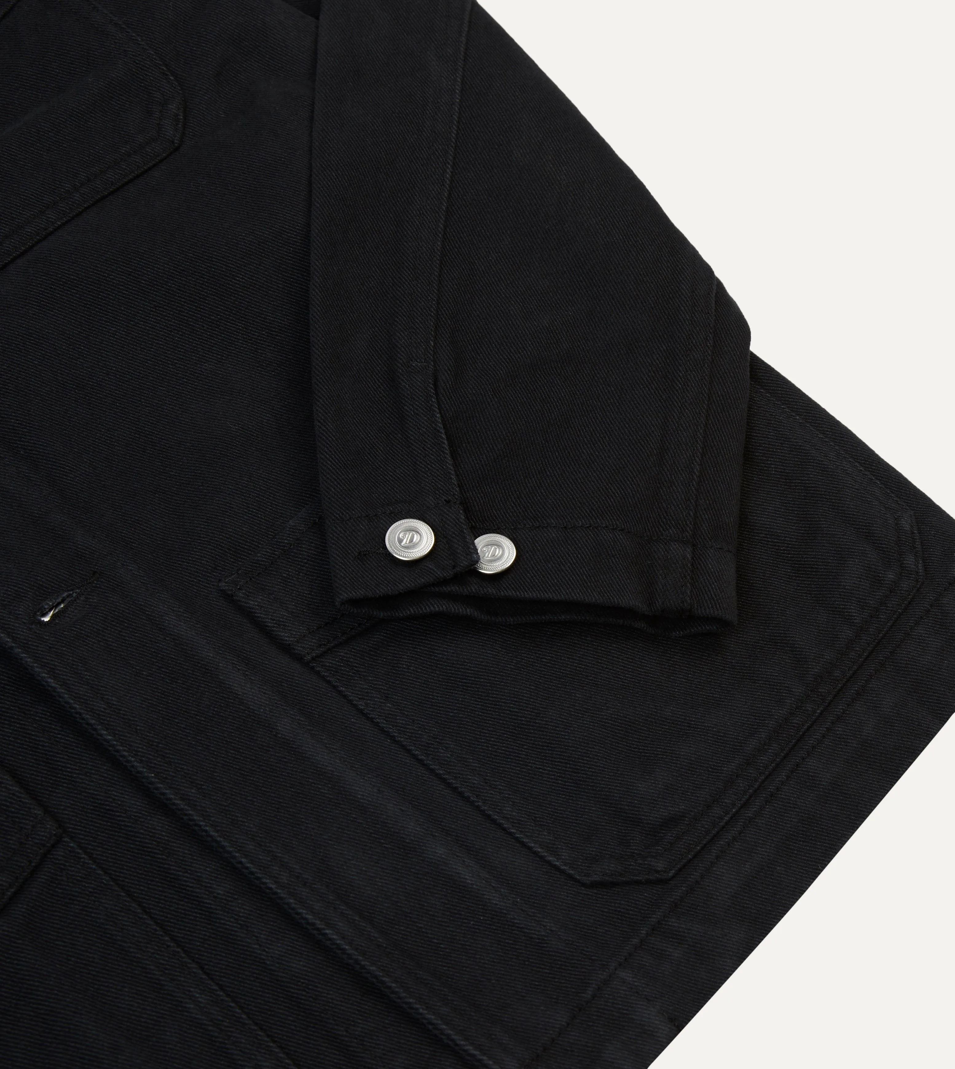 Black Heavy Twill Cotton Five-Pocket Chore Jacket sold by Drake's London product image thumbnail 5